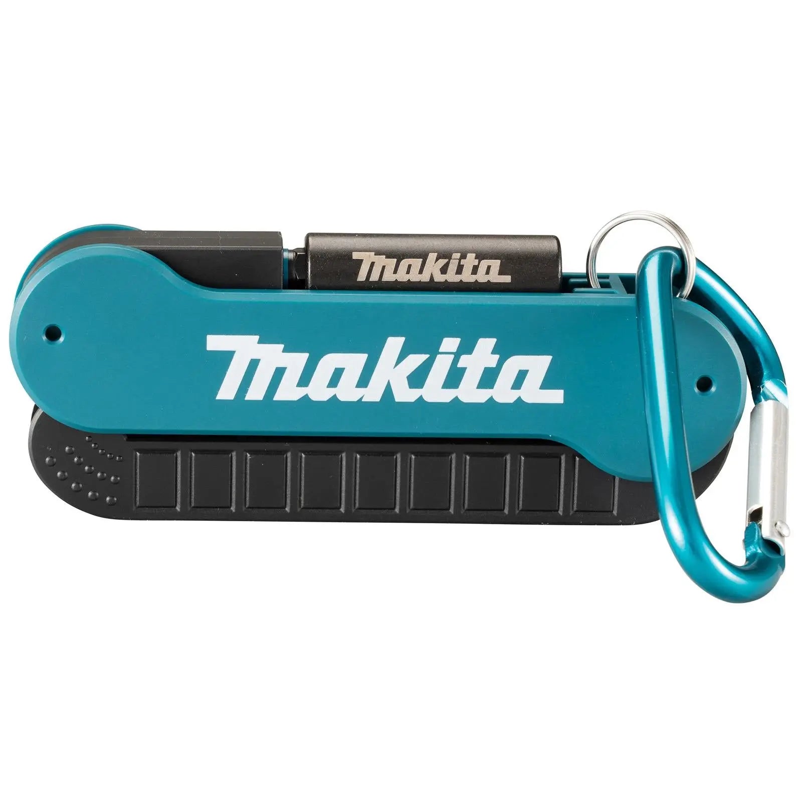 Makita Screwdriver Bit Set 25mm 1/4" Hex 10 Pieces IMPACT BLACK with Magnetic Bit Holder on Carabiner E-12005 White Rose Tools