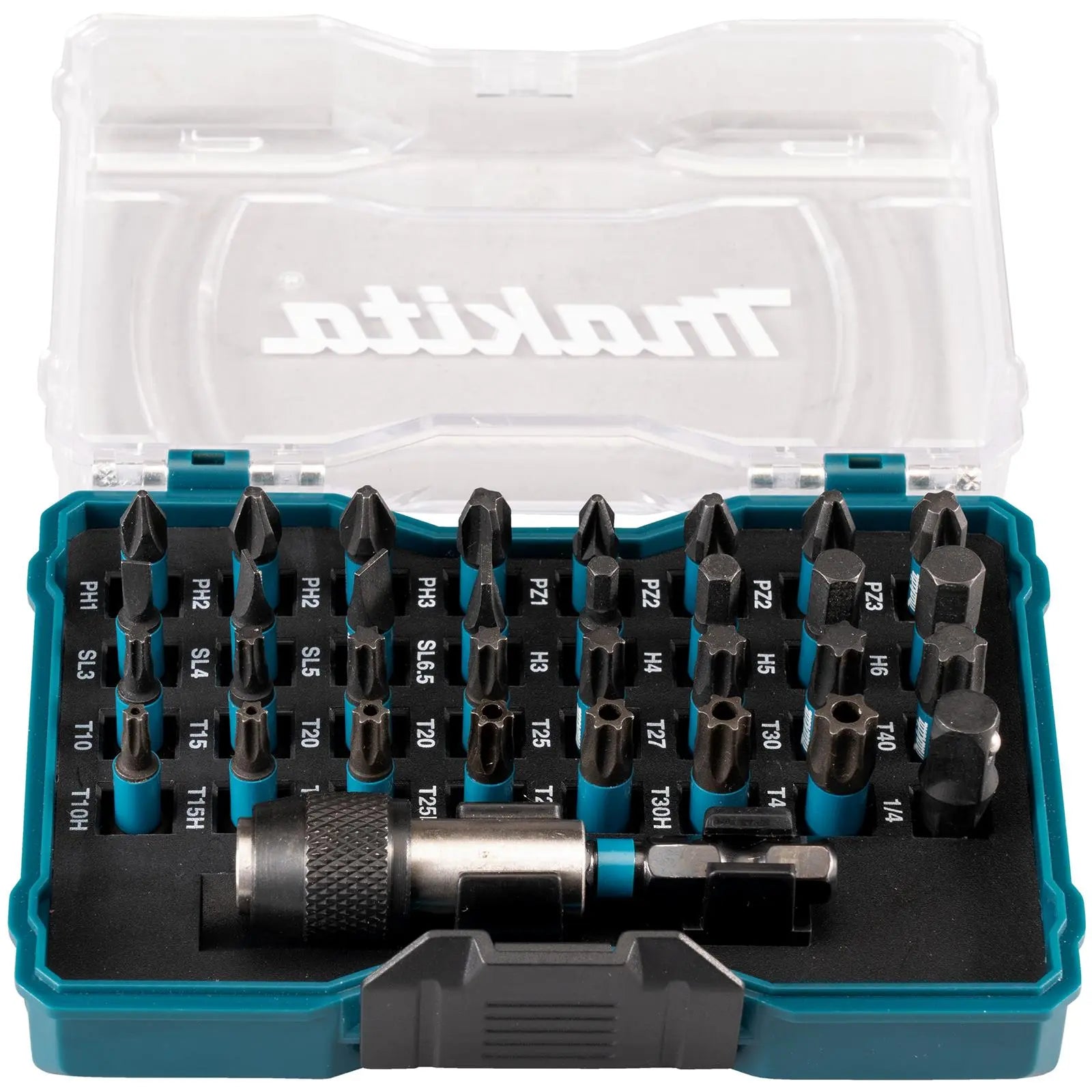 Makita Screwdriver Bit Set IMPACT BLACK with Bit Holder in Case 33 Piece E-12441 White Rose Tools