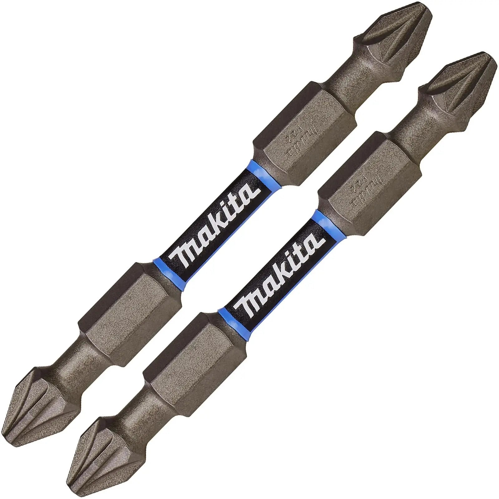 Makita Screwdriver Bit Set Pozi Double-End Impact Premier Torsion Drill PZ2 2pc E-06292 White Rose Tools