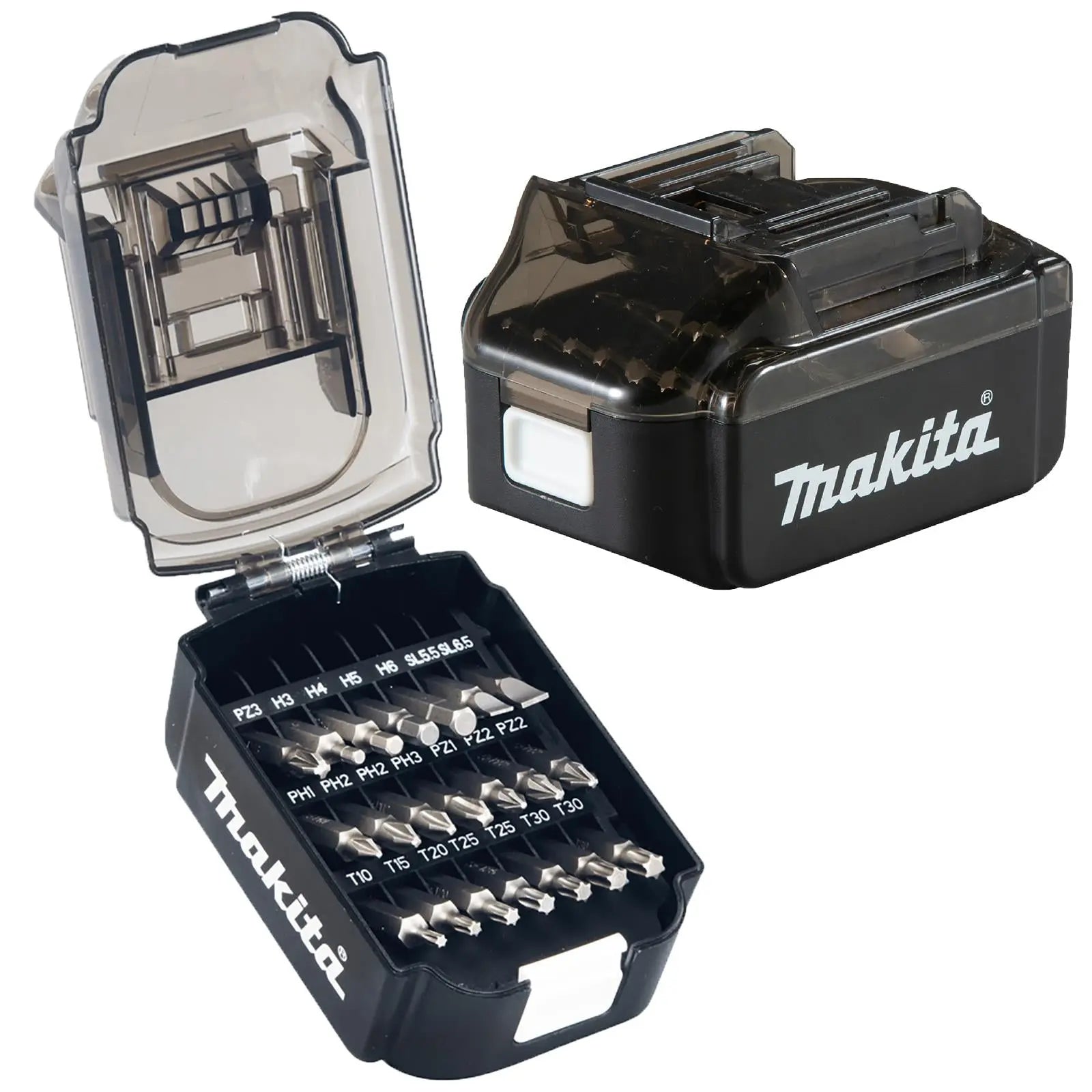 Makita Screwdriver Bit Set in Battery Case 21 Pieces Hex Phillips Pozi Slotted Torx White Rose Tools