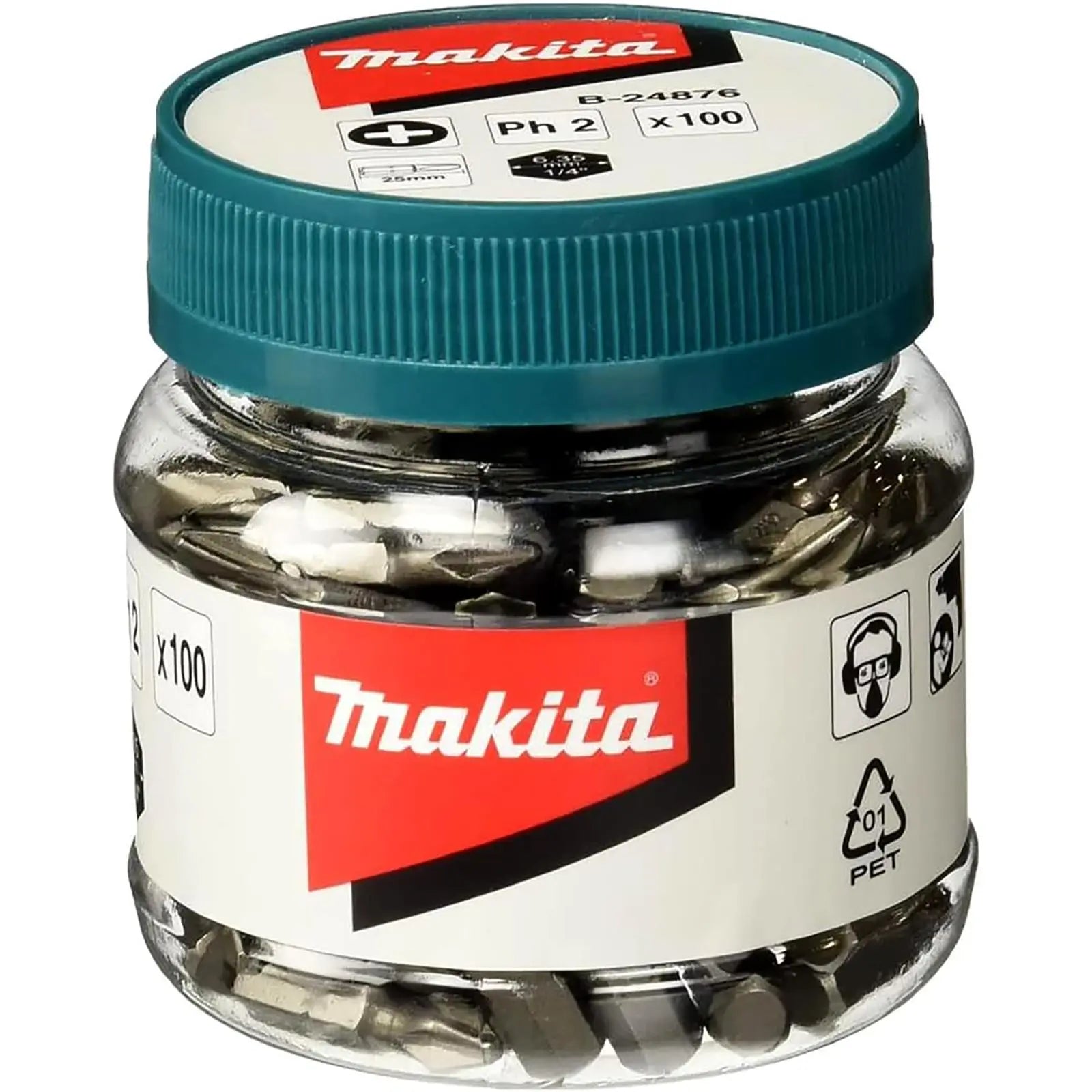 Makita Screwdriver Bits Pozi or Phillips 25mm or 50mm in Candy Jar White Rose Tools