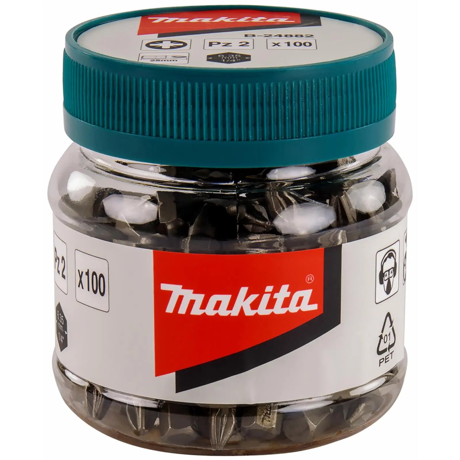 Makita Screwdriver Bits Pozi or Phillips 25mm or 50mm in Candy Jar White Rose Tools