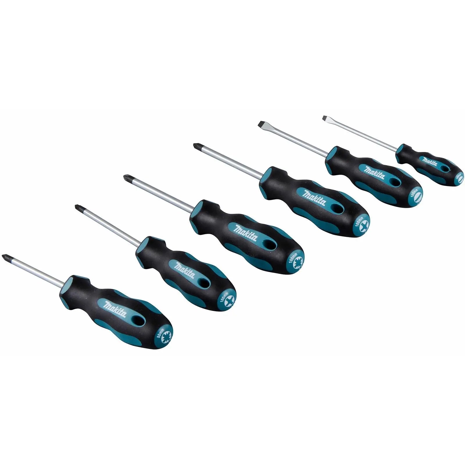 Makita Screwdriver Set Phillips Pozi Slotted PH PZ SL 100mm 6pc E-10528 White Rose Tools
