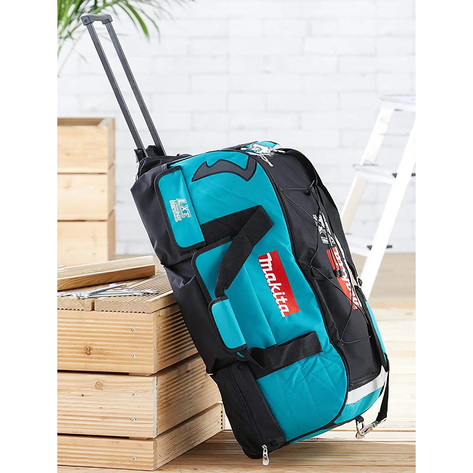 Makita Tool Bag on Wheels Telescopic Handle Heavy Duty 70 x 36 x 38cm LXT600 White Rose Tools
