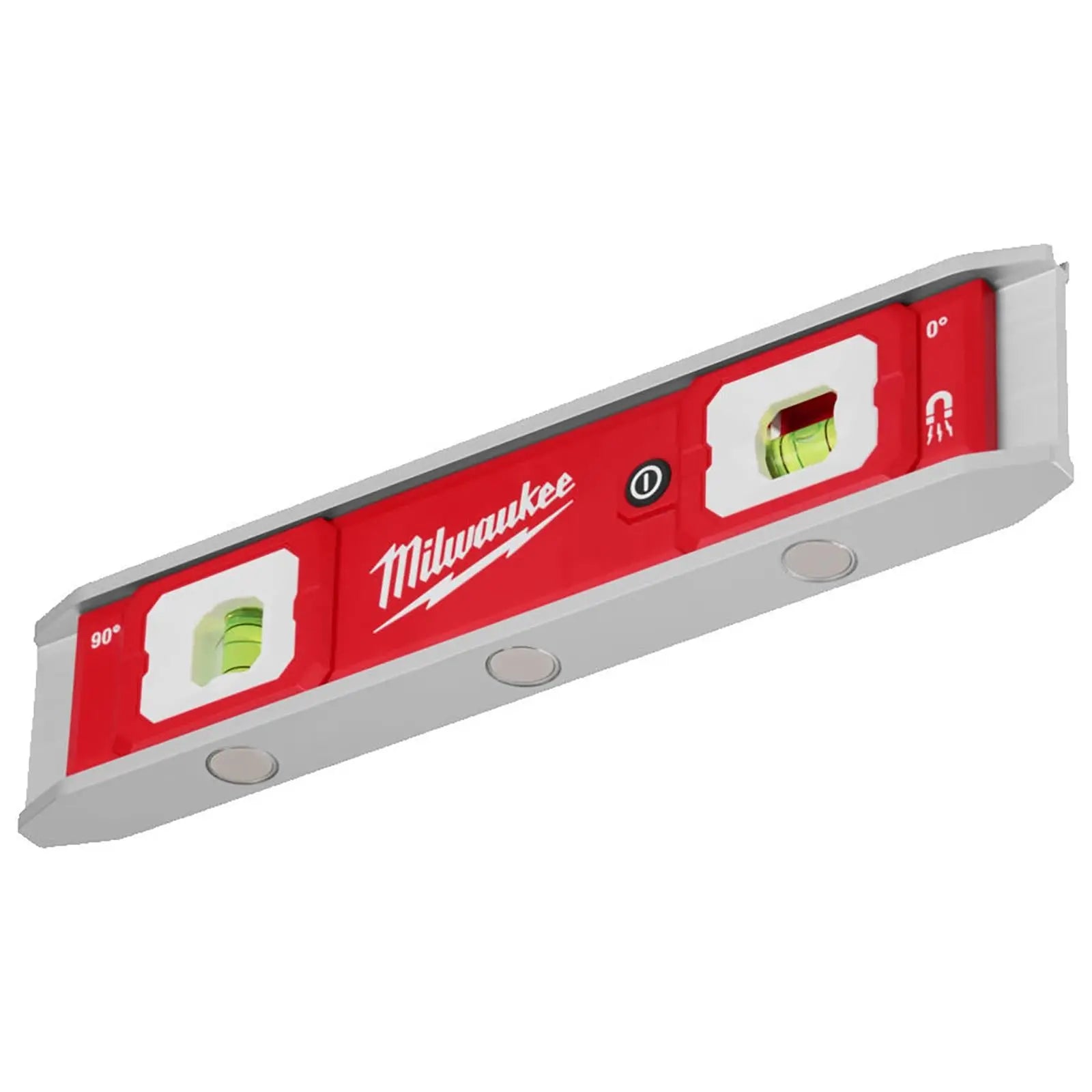 Milwaukee 23cm LED Torpedo Spirit Level Magnetic Hi-Vis Vials Slim Aluminium Frame Measuring White Rose Tools