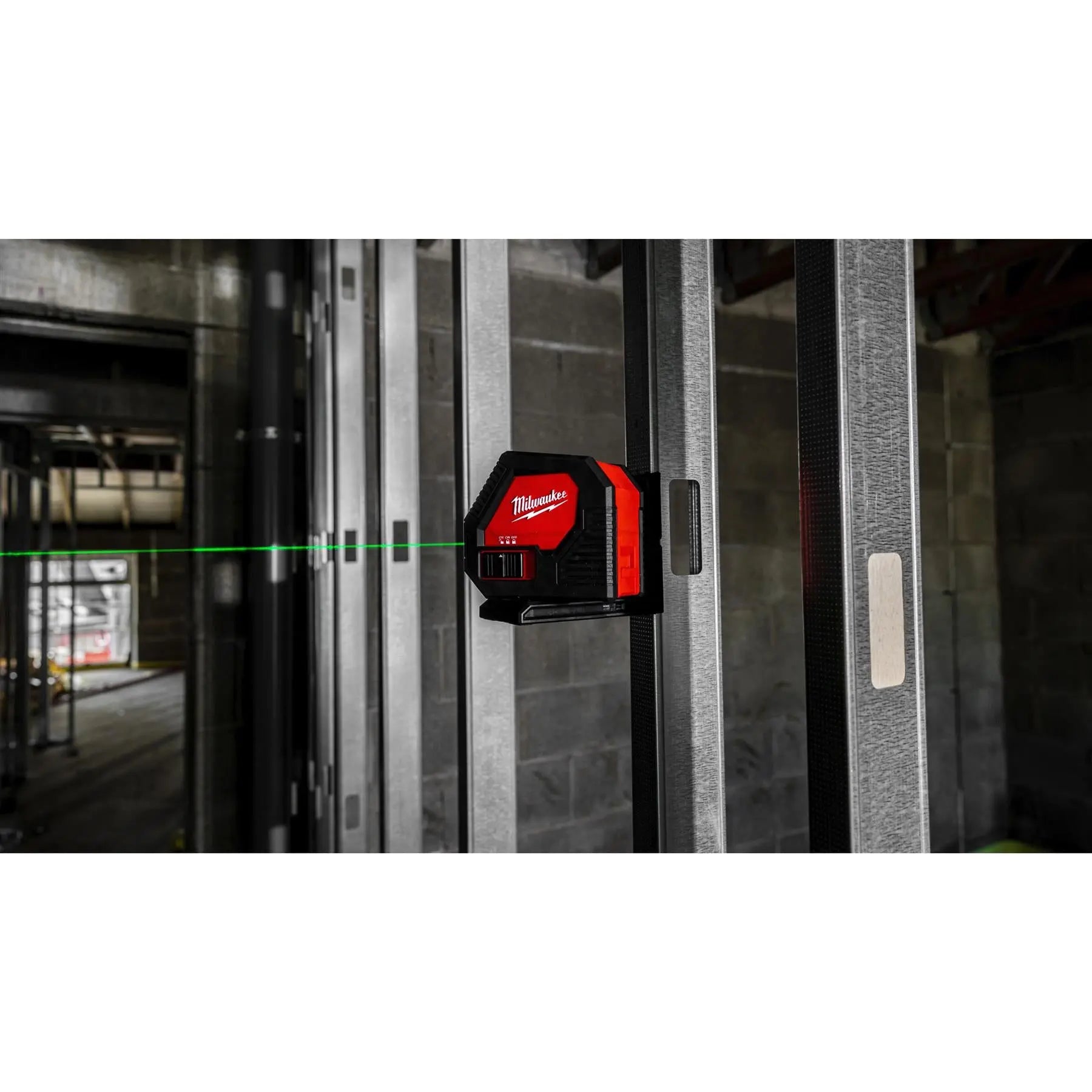 Milwaukee Alkaline Green Cross Line Laser Level CLL-C White Rose Tools