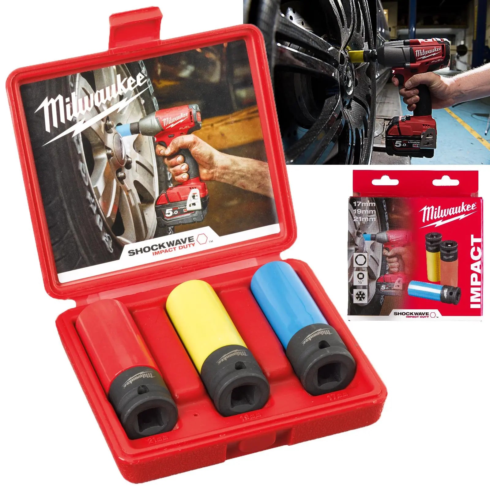 Milwaukee Automotive Impact Socket Set SHOCKWAVE Impact Duty 3 Piece 1/2" Drive