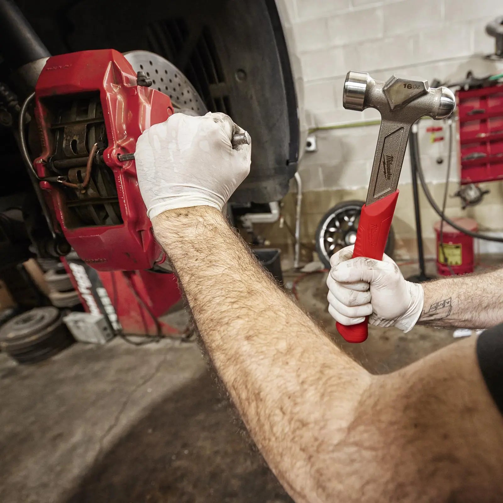 Milwaukee Ball Pein Hammer Steel 450g 16oz i-Beam Handle White Rose Tools