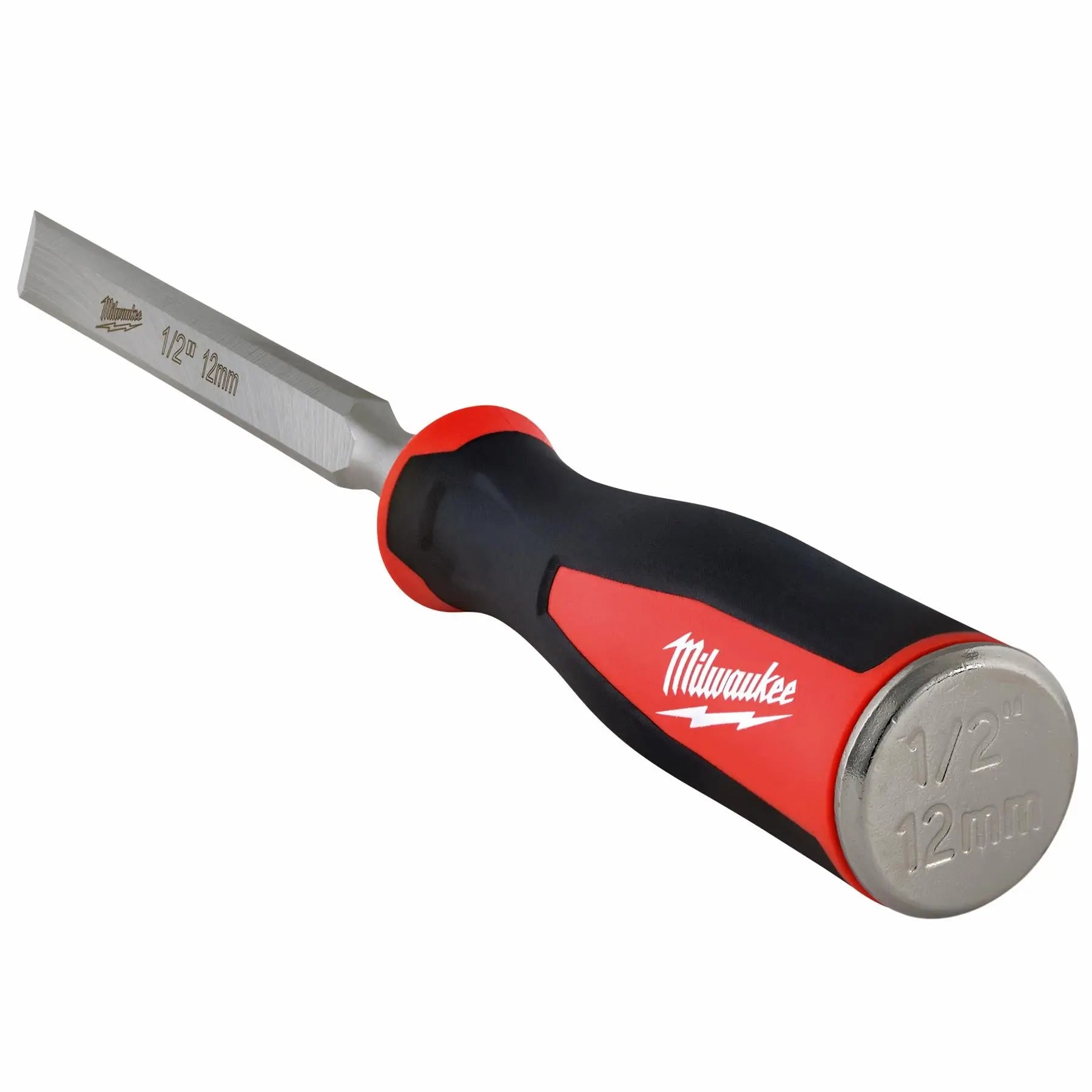 Milwaukee Beveled Edge Wood Chisel 12mm 1/2" All Metal Core with Striking Cap  White Rose Tools