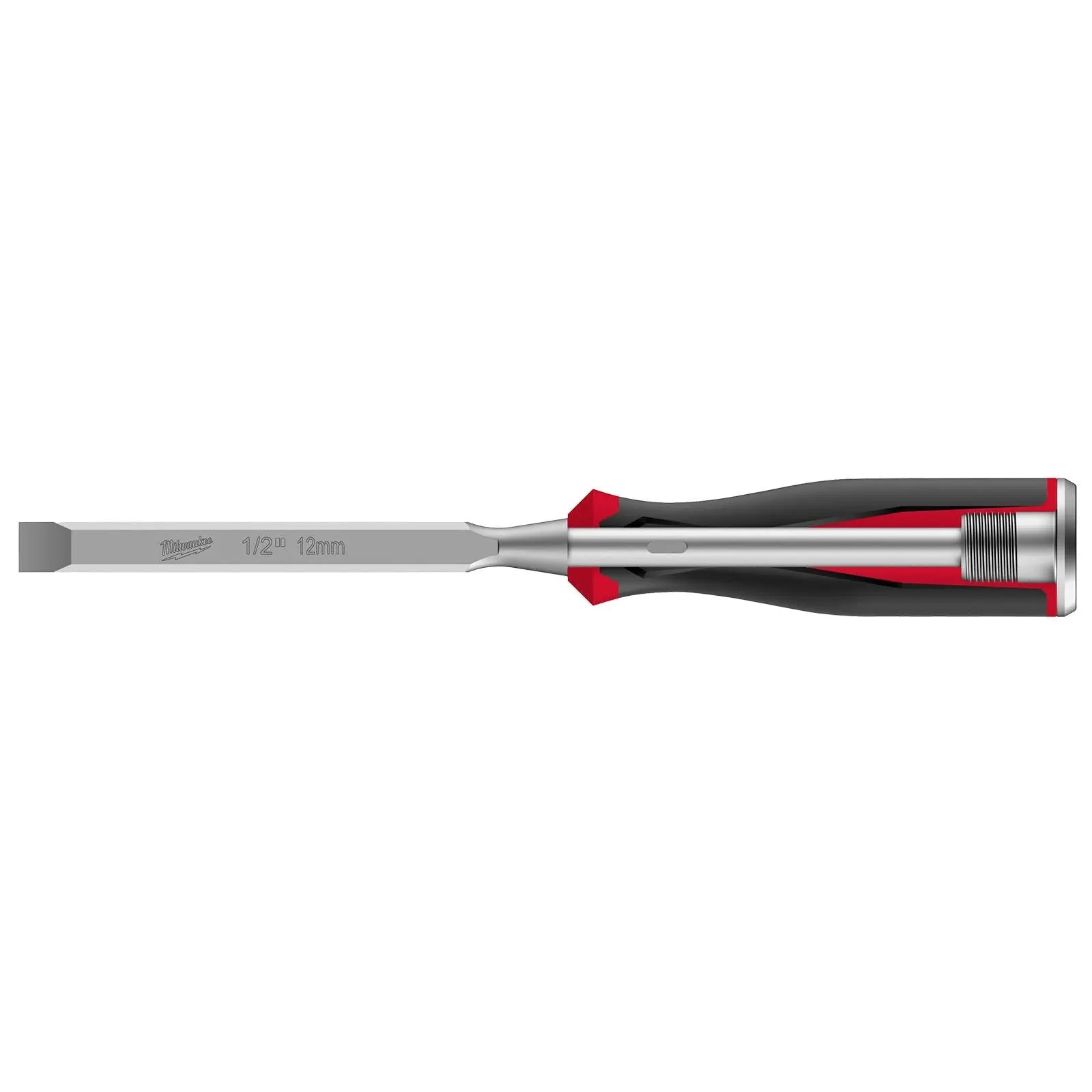 Milwaukee Beveled Edge Wood Chisel 12mm 1/2" All Metal Core with Striking Cap  White Rose Tools