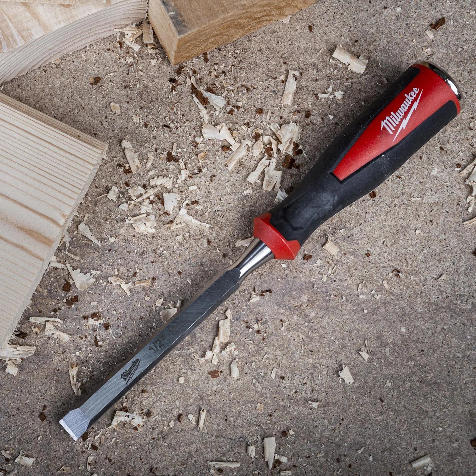 Milwaukee Beveled Edge Wood Chisel 12mm 1/2" All Metal Core with Striking Cap  White Rose Tools