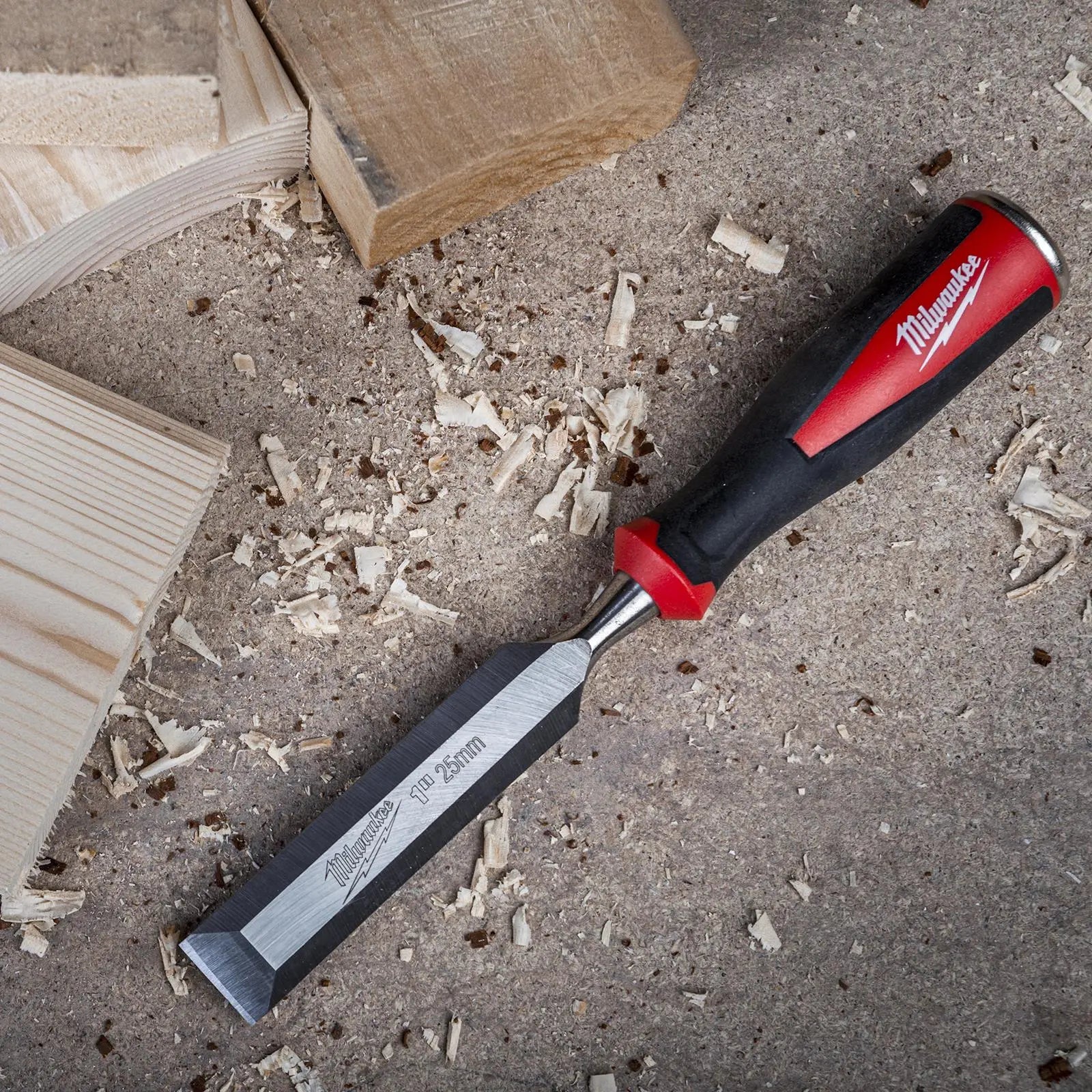 Milwaukee Beveled Edge Wood Chisel 25mm 1" All Metal Core with Striking Cap  White Rose Tools
