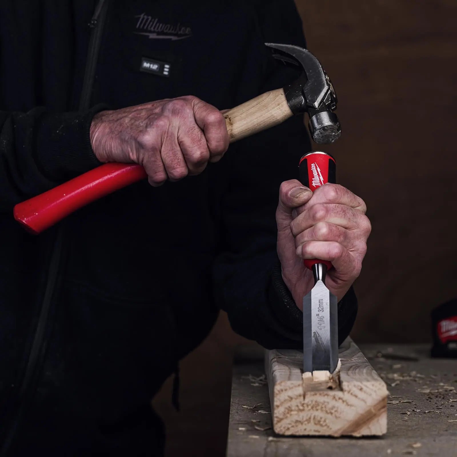 Milwaukee Beveled Edge Wood Chisel 32mm 1-1/4" All Metal Core with Striking Cap  White Rose Tools