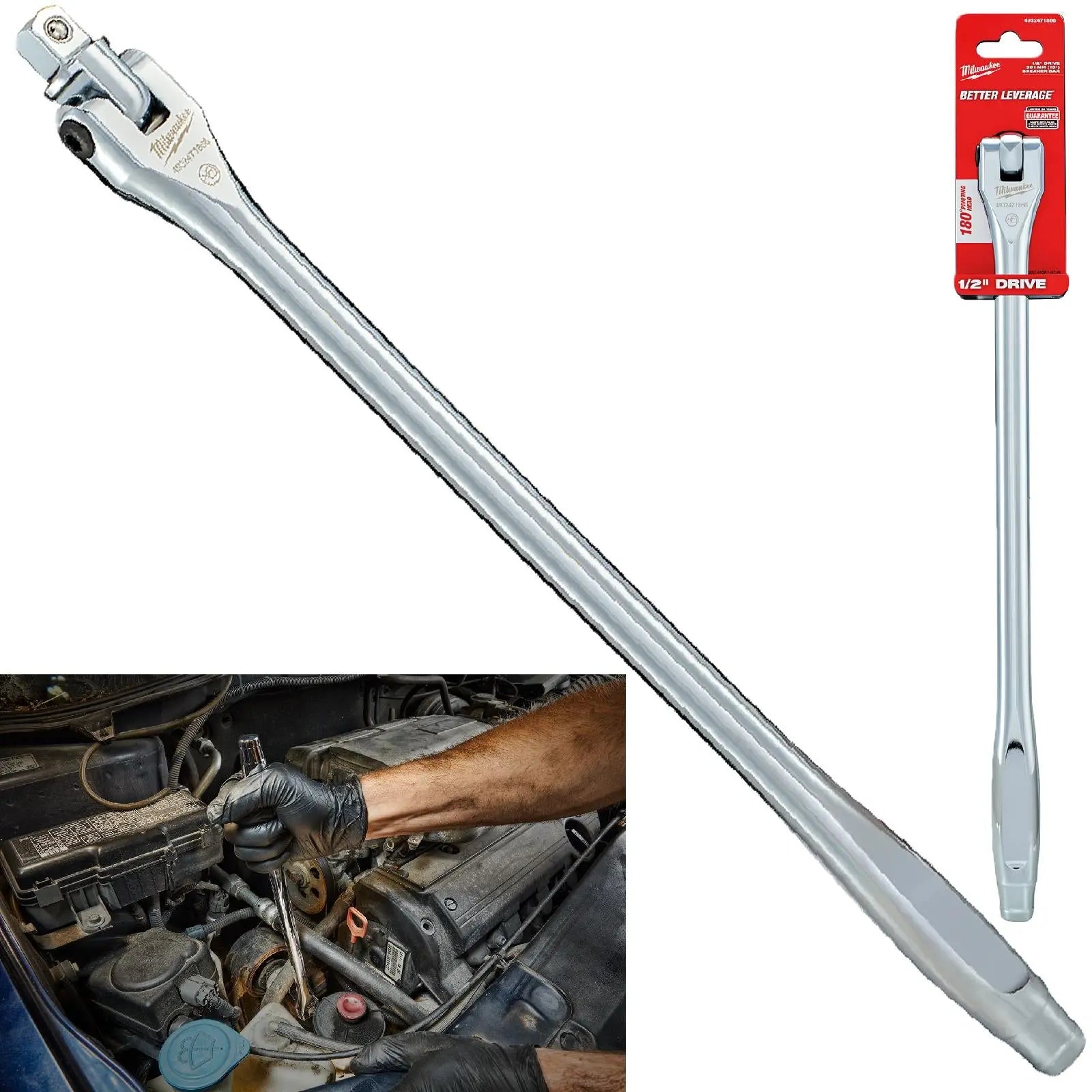 Milwaukee Breaker Bar 1/2" Drive 380mm 15 inch  White Rose Tools