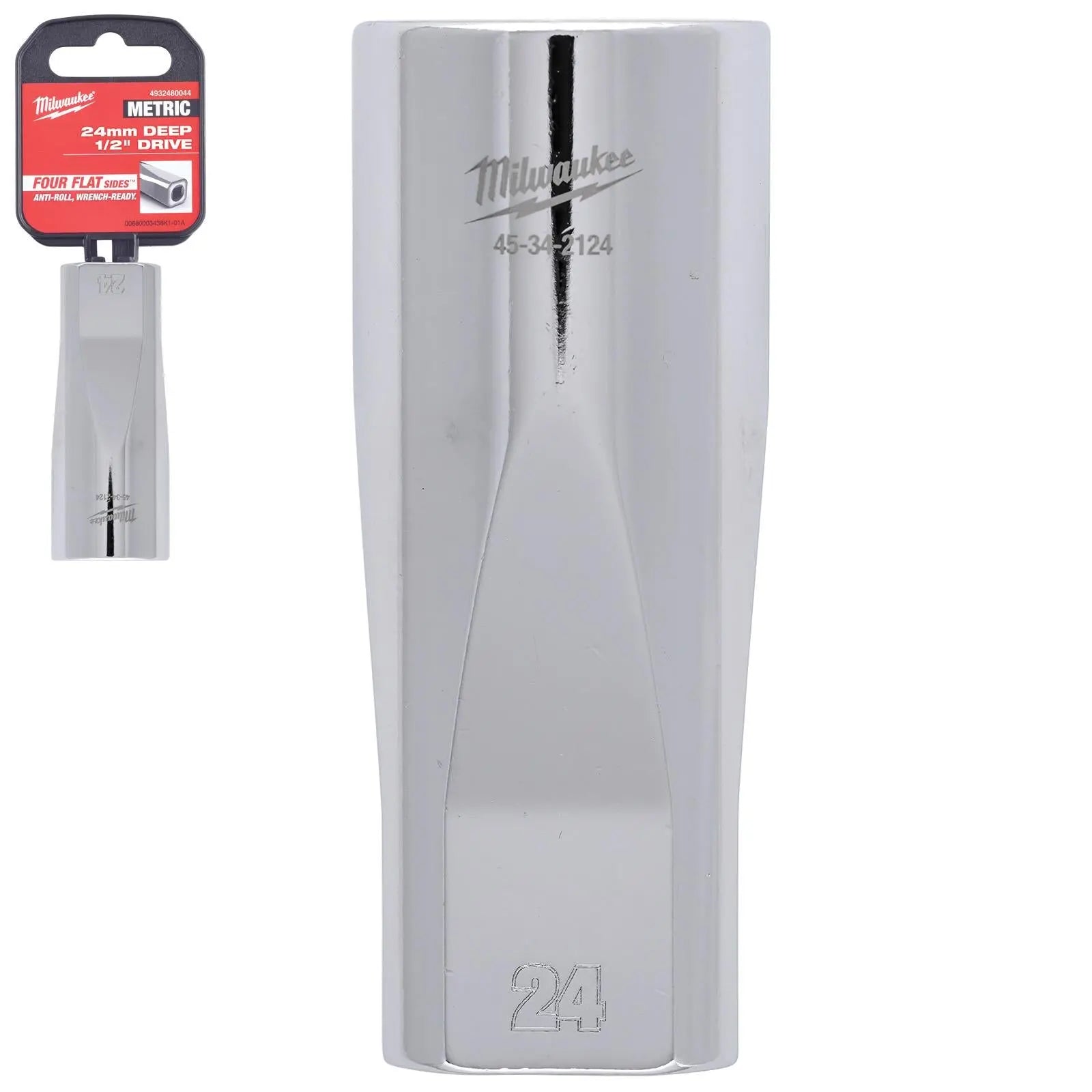 Milwaukee Chrome Socket 1/2" Drive Four Flat Sides Metric Deep 10-36mm Individual - Choose Size White Rose Tools