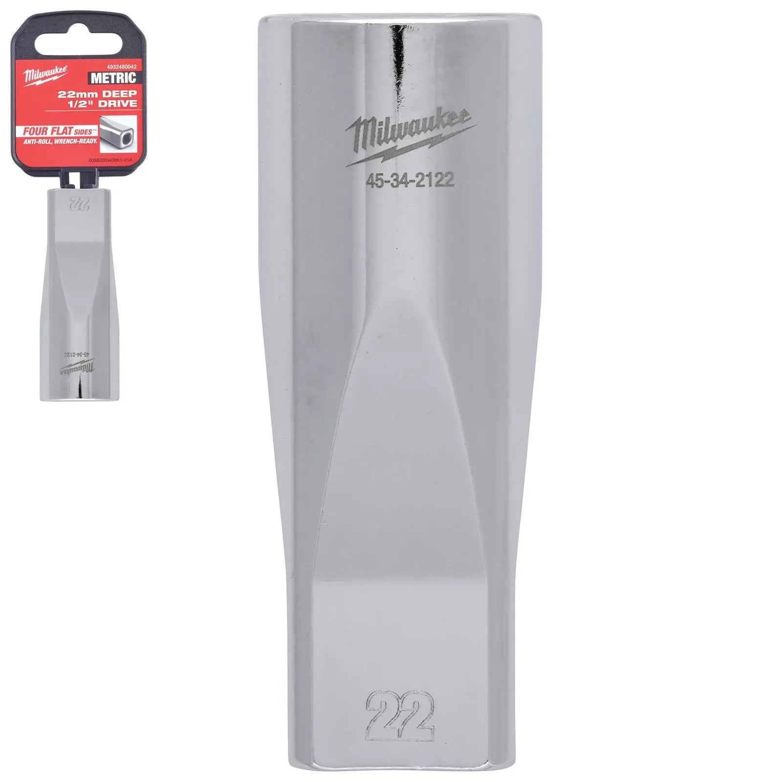 Milwaukee Chrome Socket 1/2" Drive Four Flat Sides Metric Deep 10-36mm Individual - Choose Size  White Rose Tools