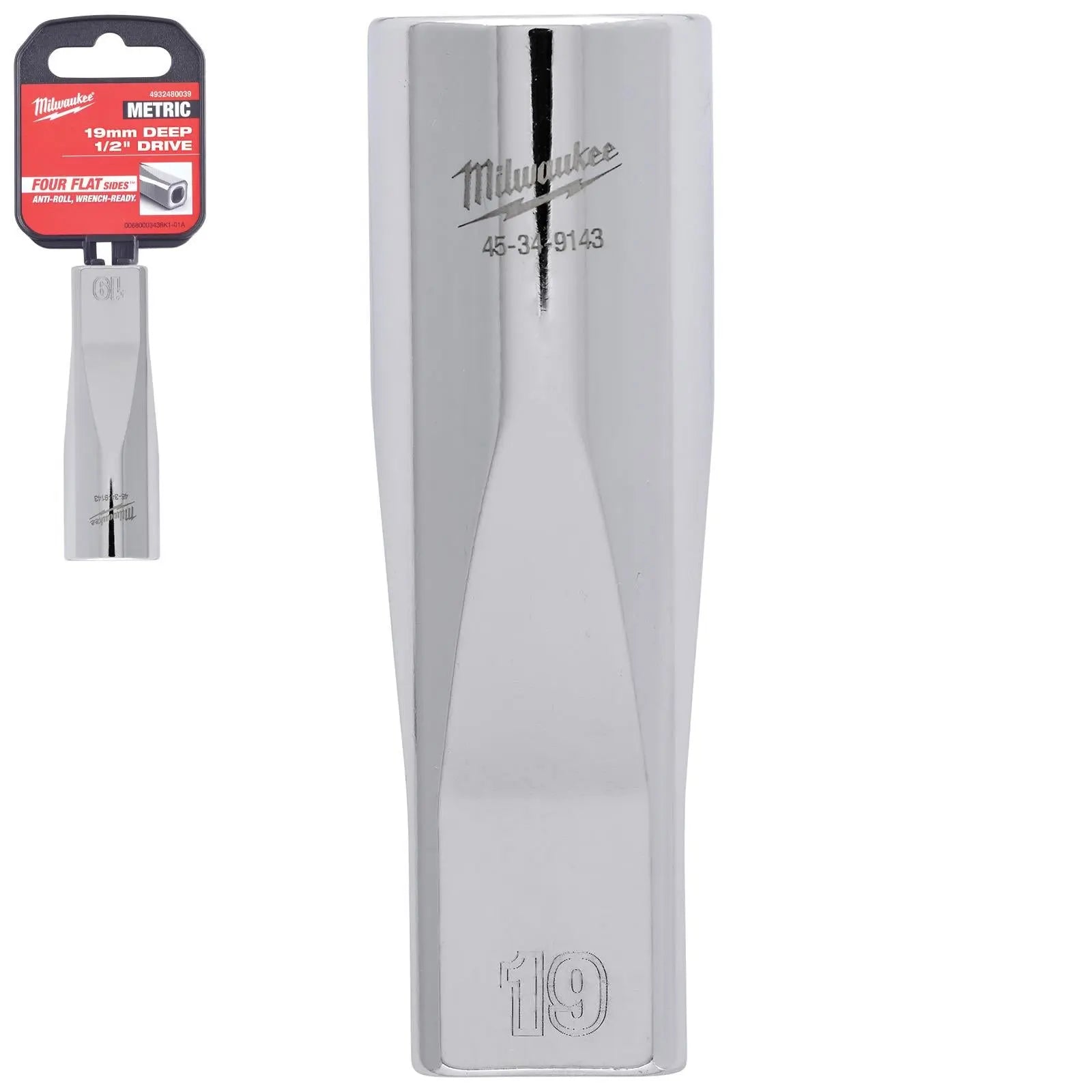 Milwaukee Chrome Socket 1/2" Drive Four Flat Sides Metric Deep 10-36mm Individual - Choose Size  White Rose Tools