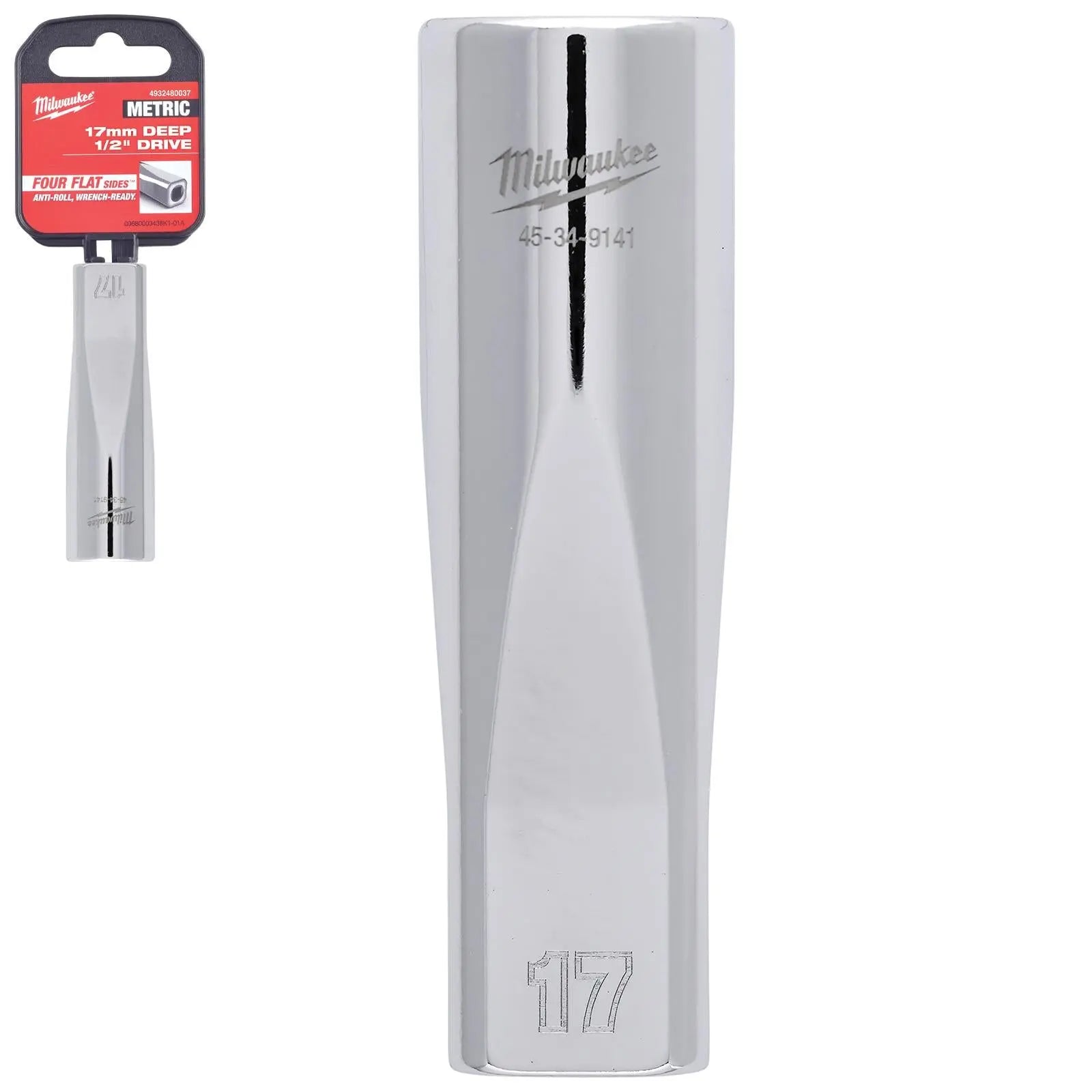 Milwaukee Chrome Socket 1/2" Drive Four Flat Sides Metric Deep 10-36mm Individual - Choose Size  White Rose Tools