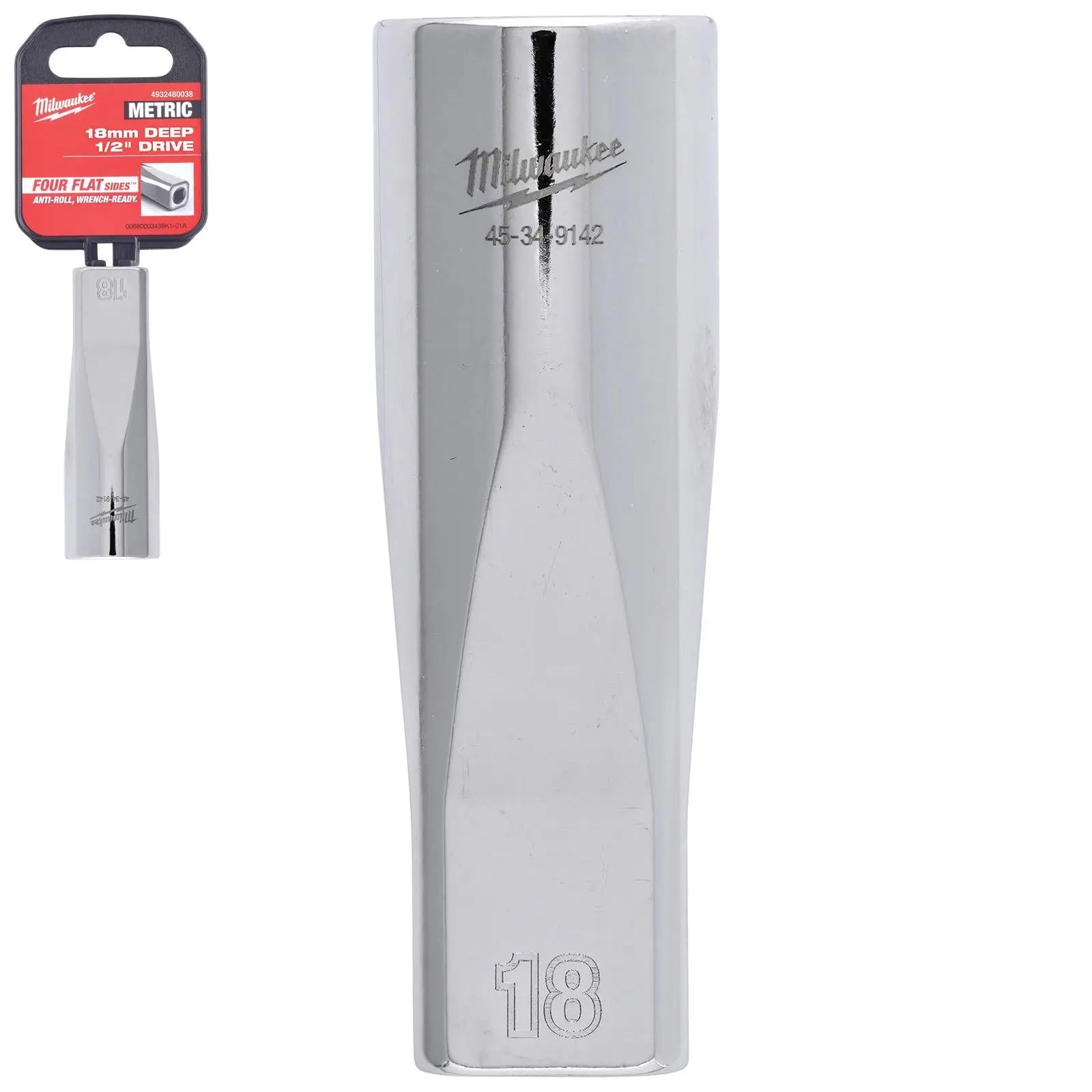 Milwaukee Chrome Socket 1/2" Drive Four Flat Sides Metric Deep 10-36mm Individual - Choose Size  White Rose Tools