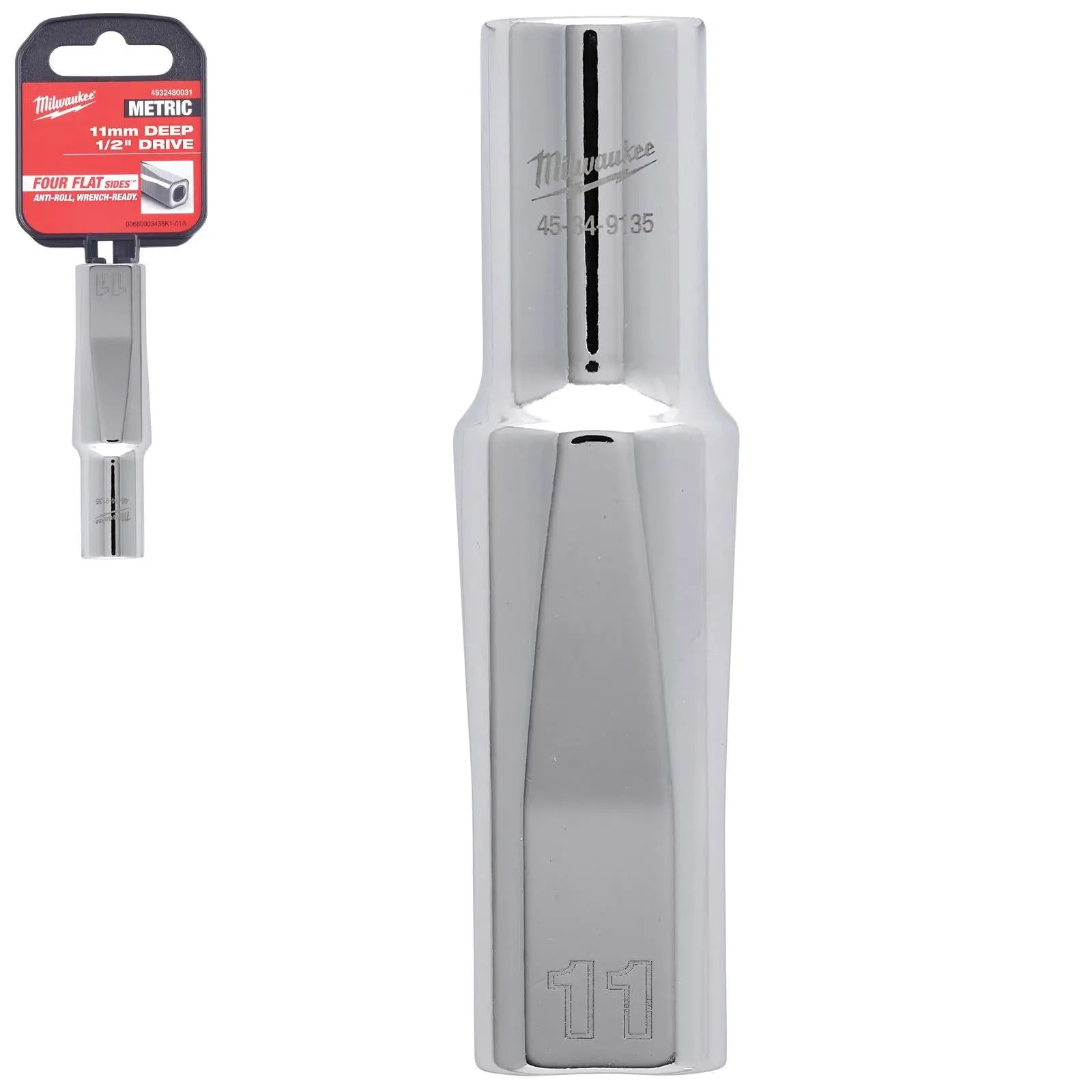 Milwaukee Chrome Socket 1/2" Drive Four Flat Sides Metric Deep 10-36mm Individual - Choose Size  White Rose Tools