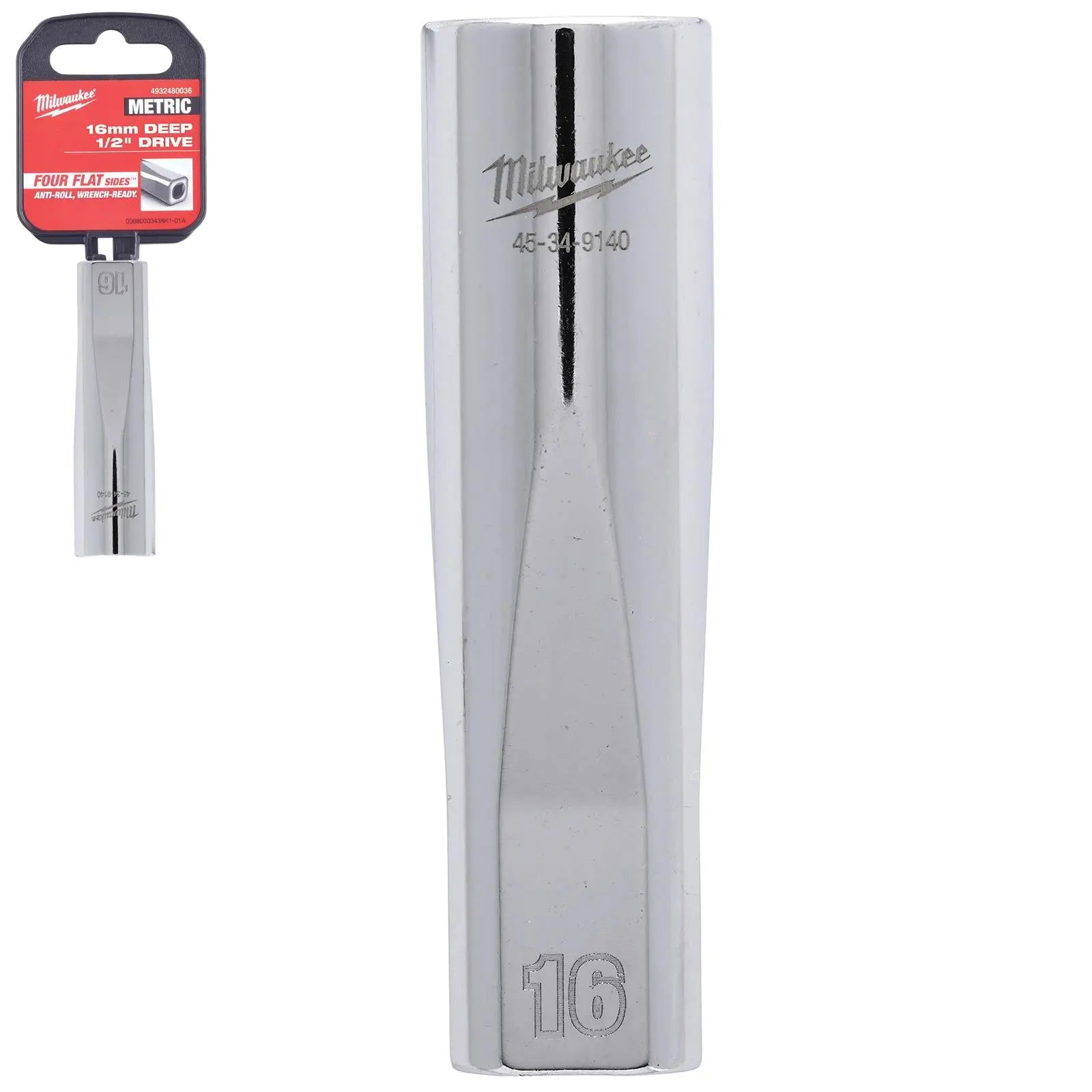 Milwaukee Chrome Socket 1/2" Drive Four Flat Sides Metric Deep 10-36mm Individual - Choose Size  White Rose Tools