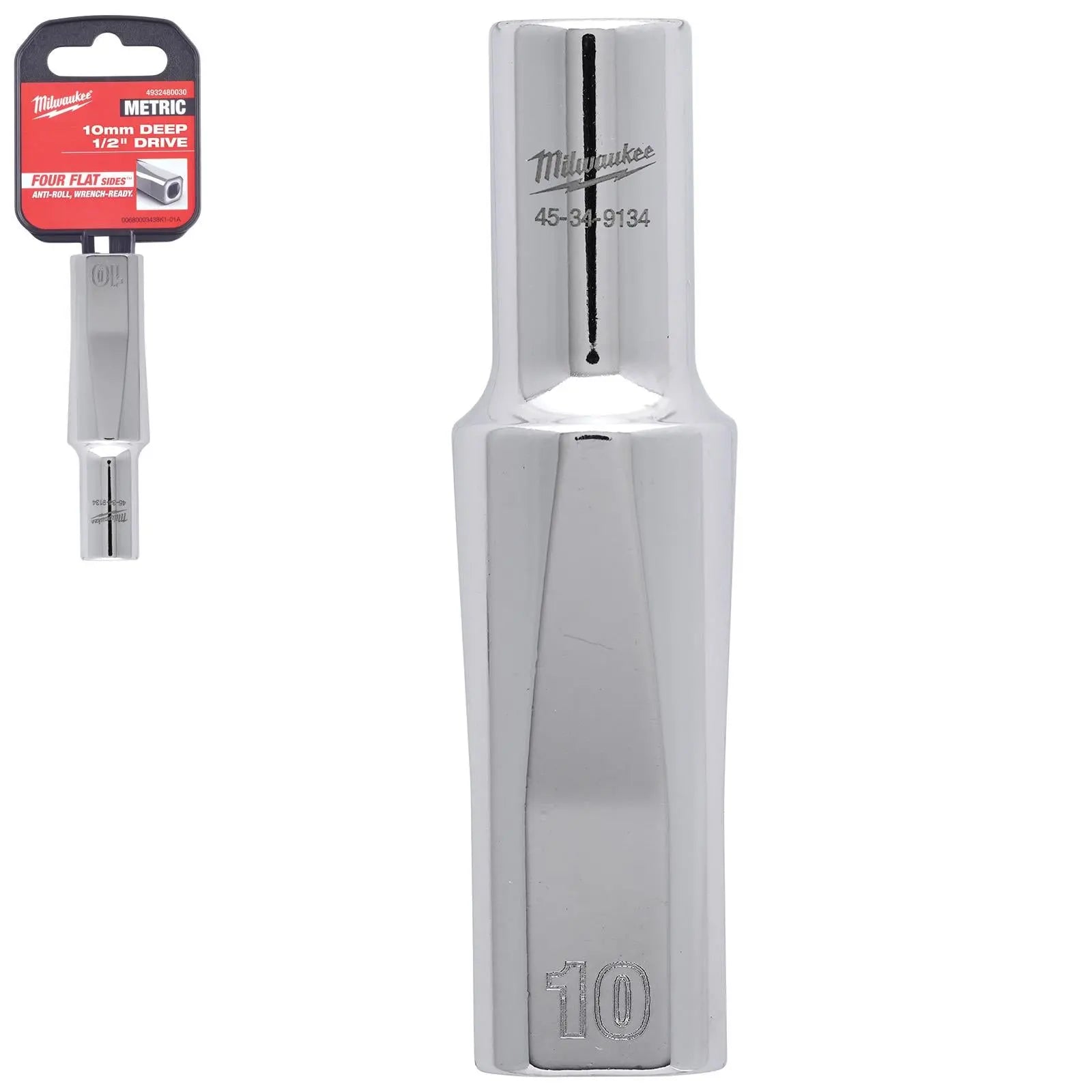 Milwaukee Chrome Socket 1/2" Drive Four Flat Sides Metric Deep 10-36mm Individual - Choose Size  White Rose Tools