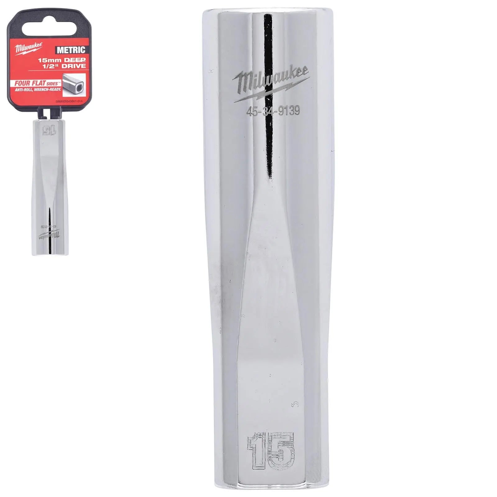 Milwaukee Chrome Socket 1/2" Drive Four Flat Sides Metric Deep 10-36mm Individual - Choose Size  White Rose Tools