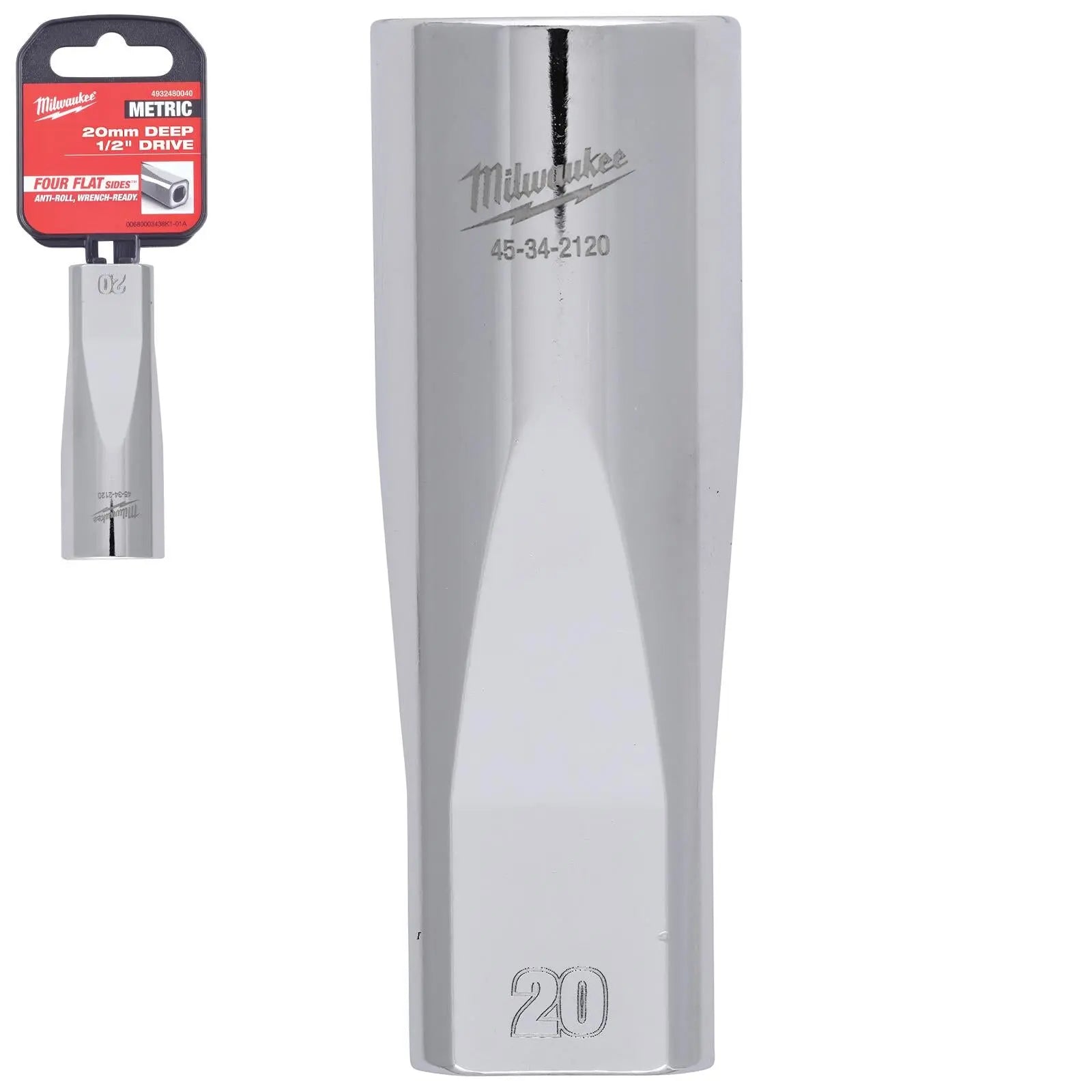 Milwaukee Chrome Socket 1/2" Drive Four Flat Sides Metric Deep 10-36mm Individual - Choose Size  White Rose Tools