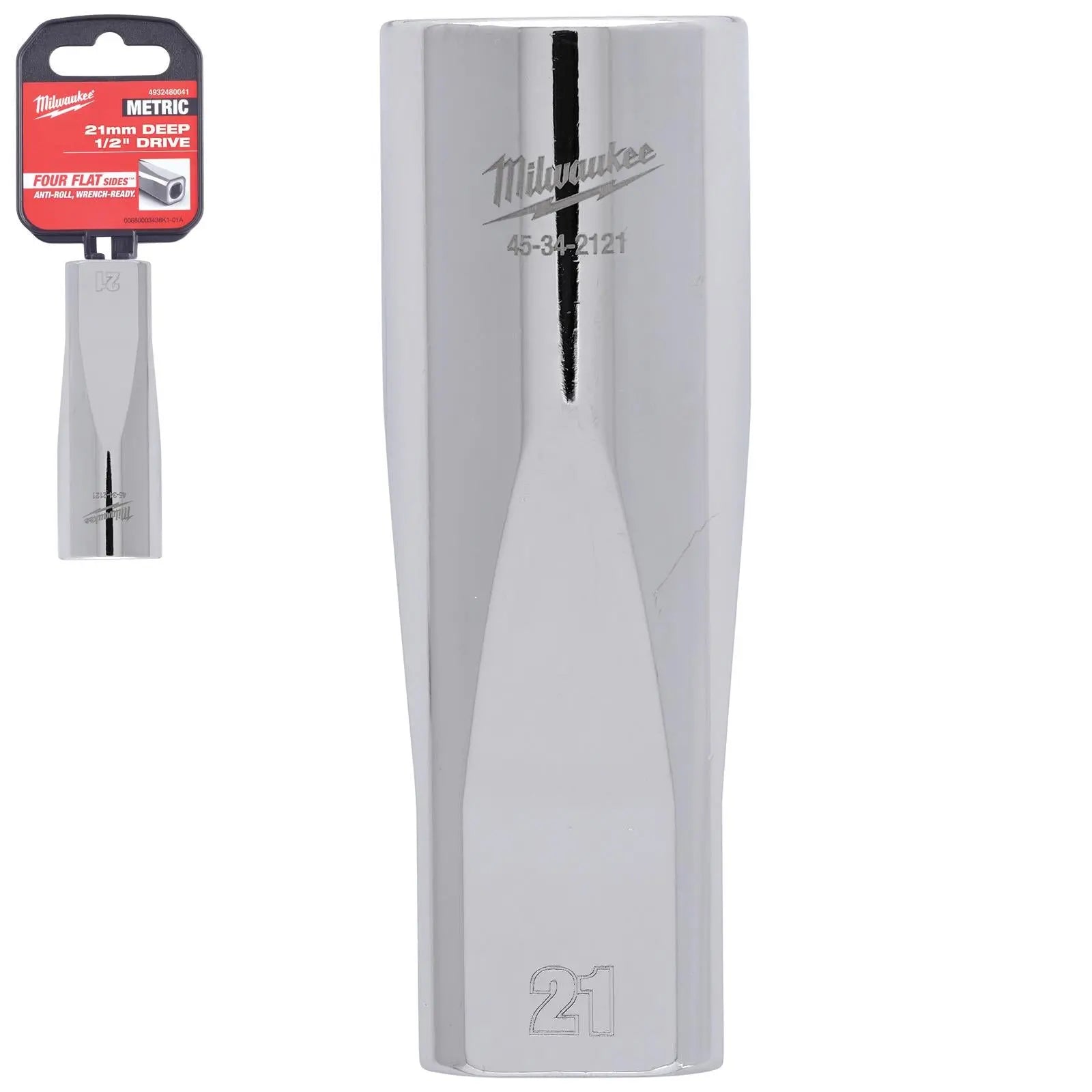 Milwaukee Chrome Socket 1/2" Drive Four Flat Sides Metric Deep 10-36mm Individual - Choose Size  White Rose Tools