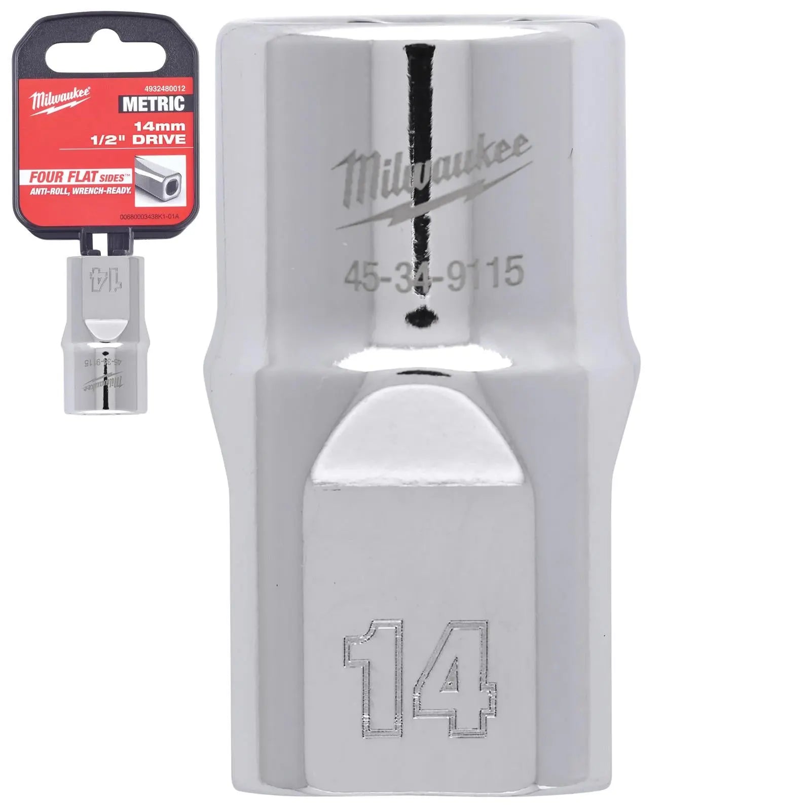 Milwaukee Chrome Socket 1/2" Drive Four Flat Sides Metric Standard 8-36mm Individual - Choose Size White Rose Tools