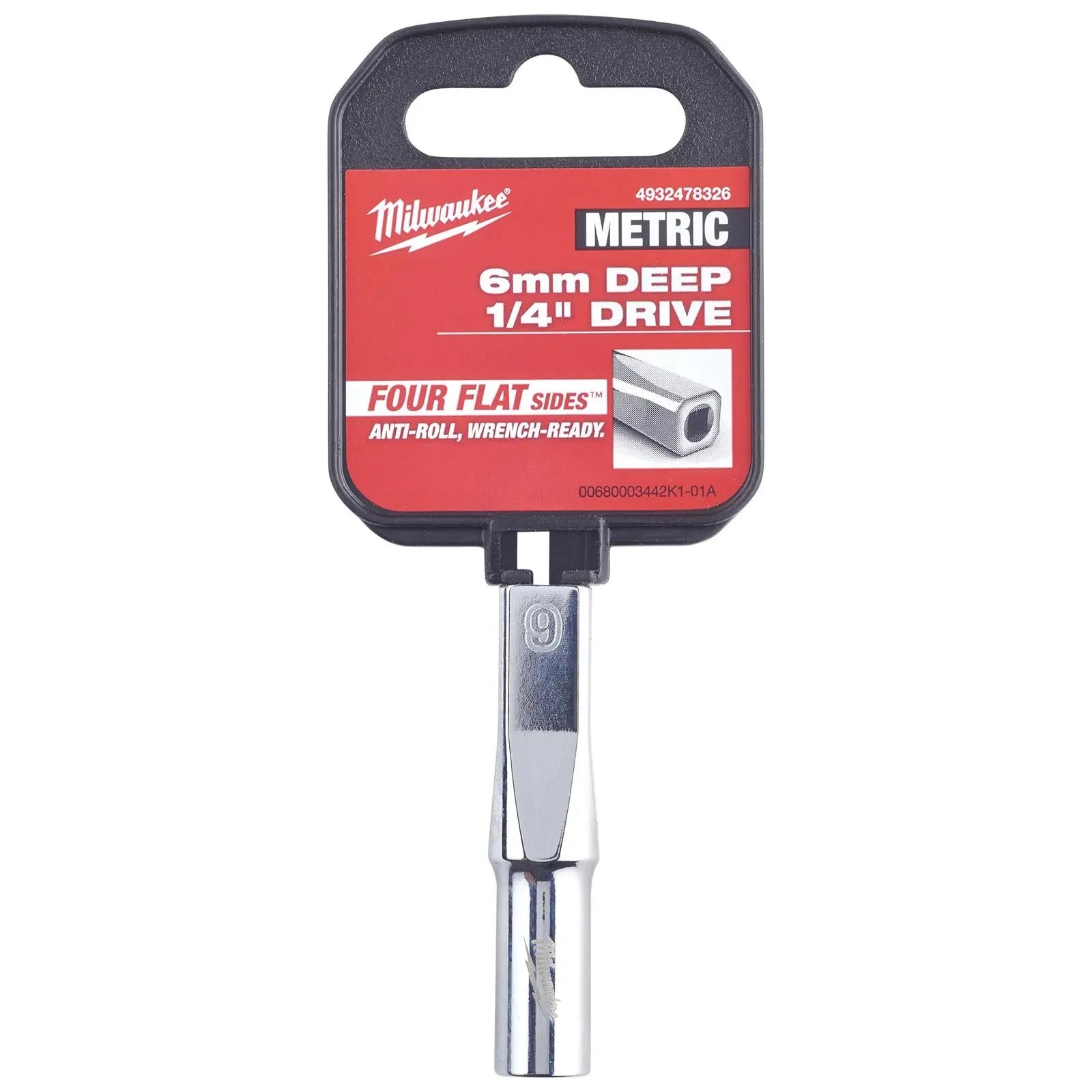 Milwaukee Chrome Socket 1/4" Drive Four Flat Sides Metric Deep 4-15mm Individual White Rose Tools