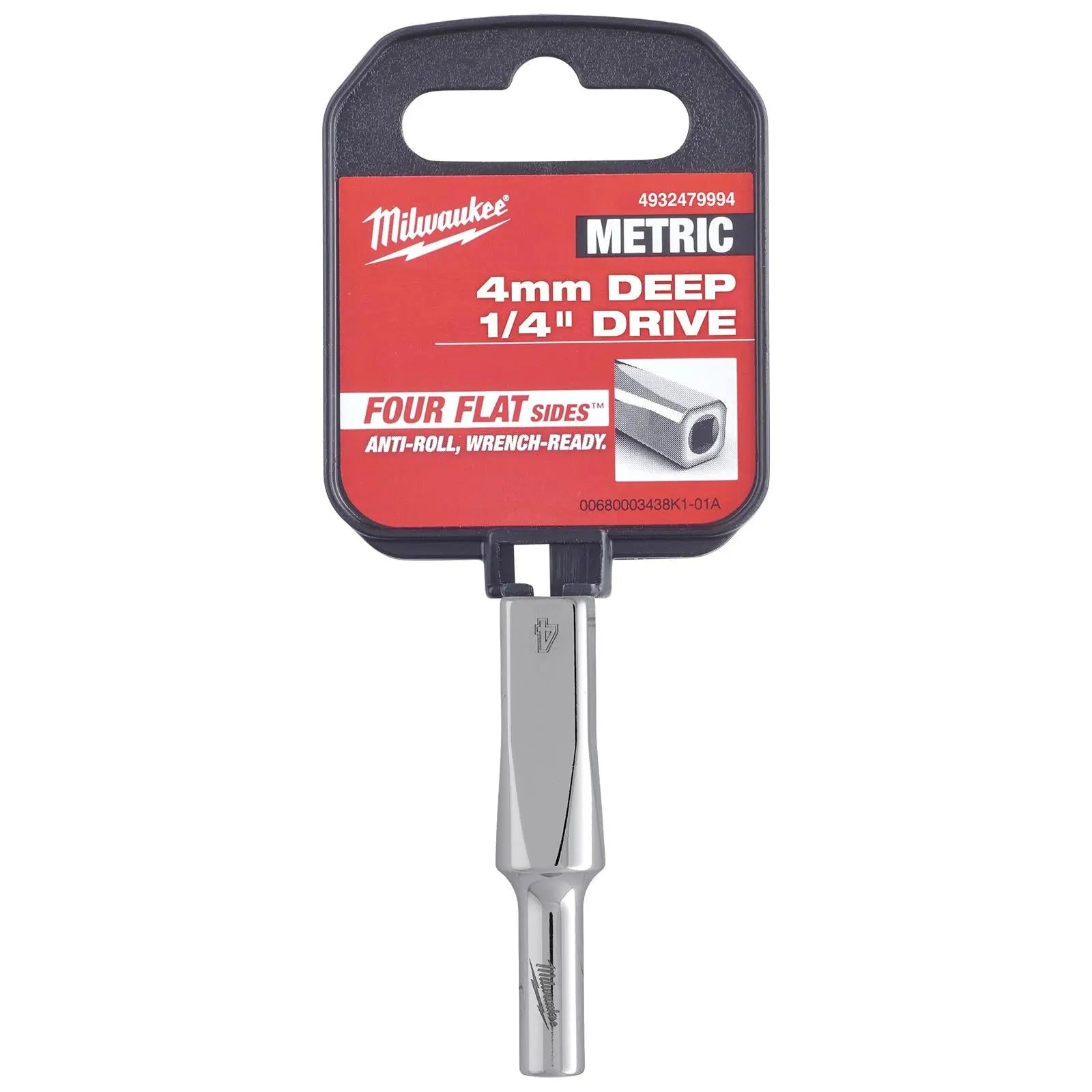 Milwaukee Chrome Socket 1/4" Drive Four Flat Sides Metric Deep 4-15mm Individual White Rose Tools