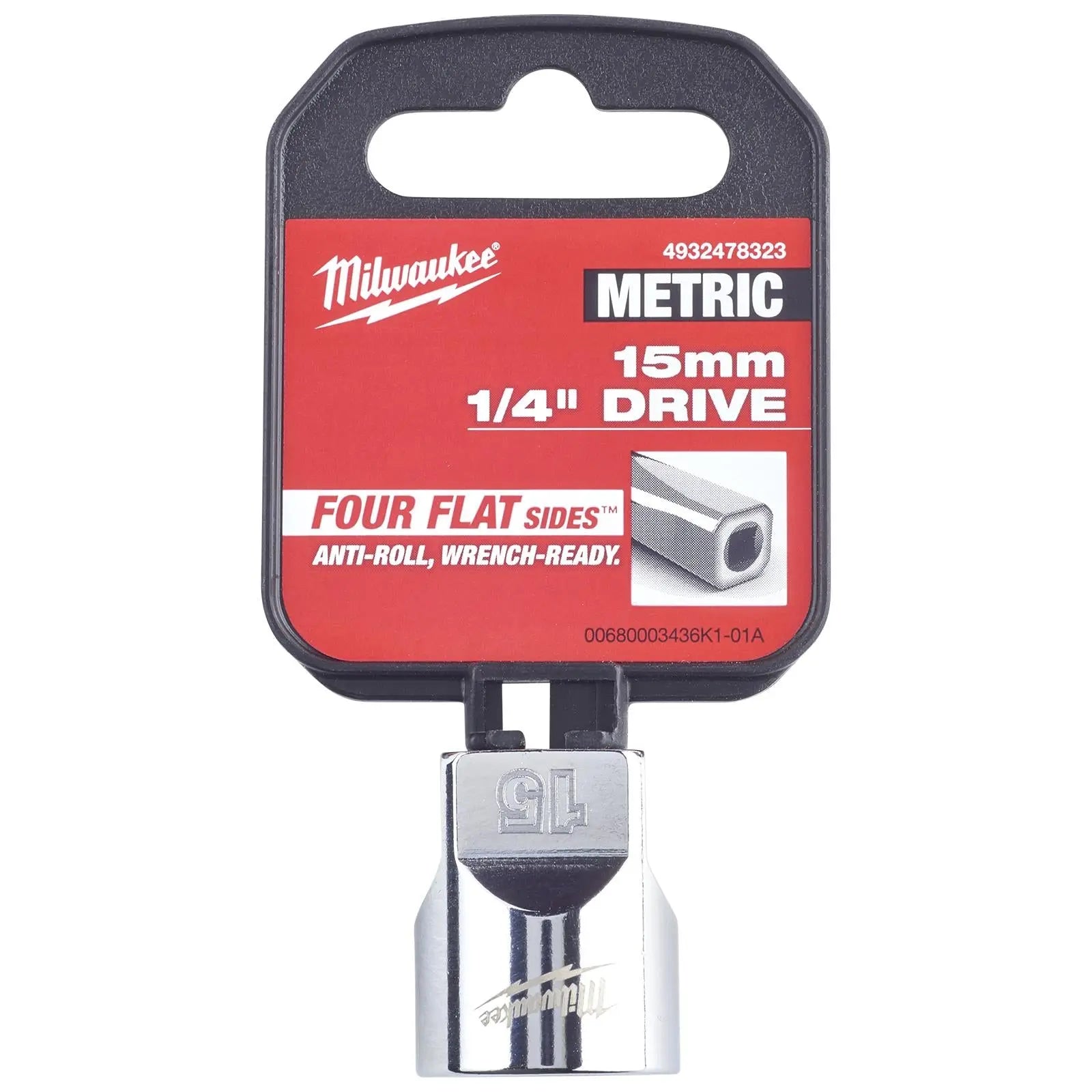 Milwaukee Chrome Socket 1/4" Drive Four Flat Sides Metric Standard 4-15mm Individual White Rose Tools