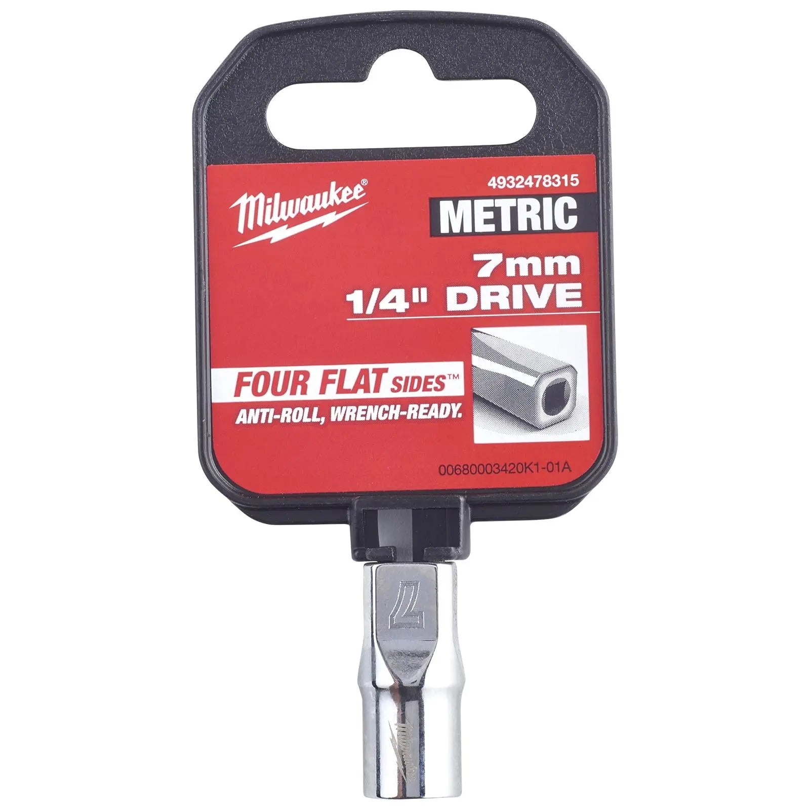 Milwaukee Chrome Socket 1/4" Drive Four Flat Sides Metric Standard 4-15mm Individual White Rose Tools