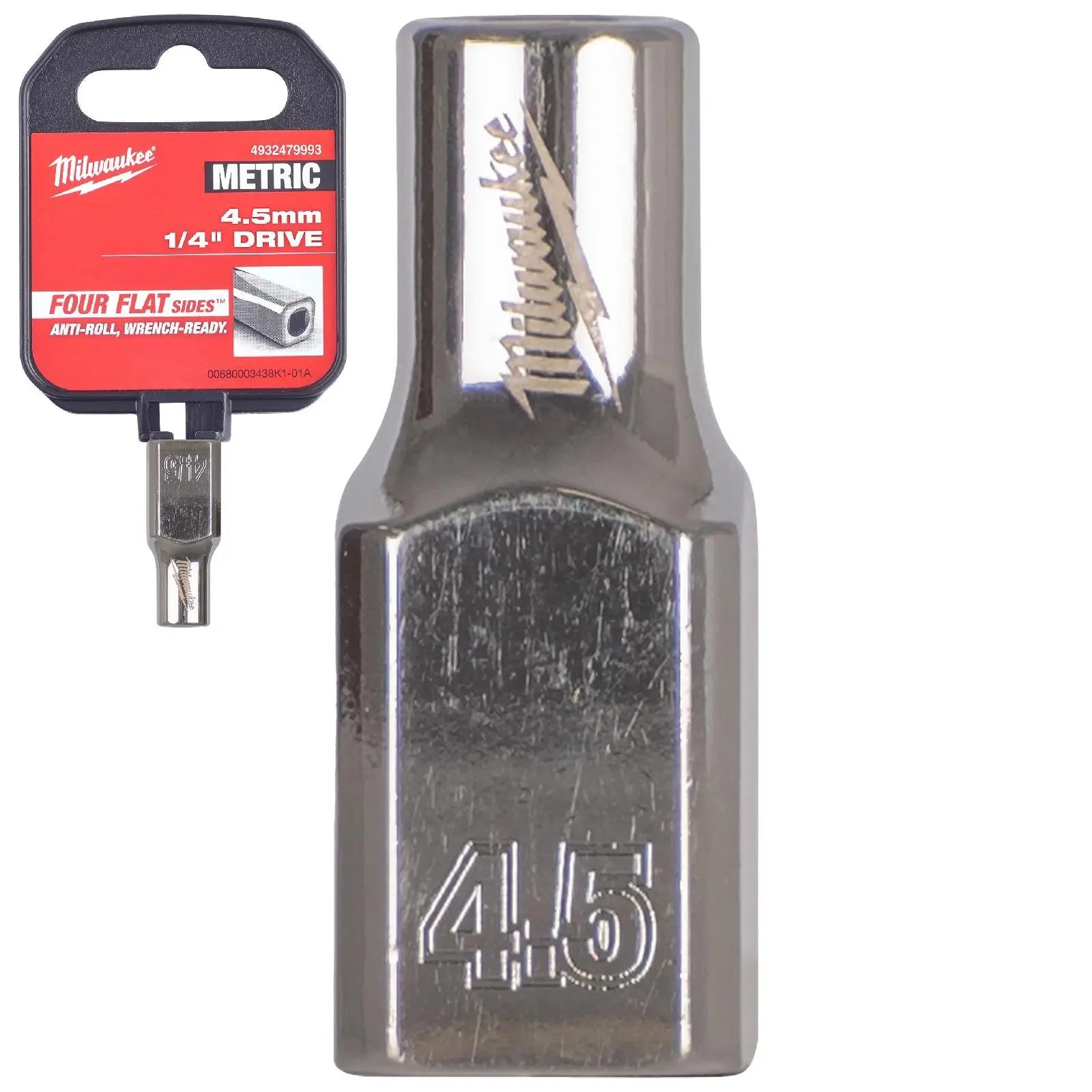 Milwaukee Chrome Socket 1/4" Drive Four Flat Sides Metric Standard 4-15mm Individual White Rose Tools