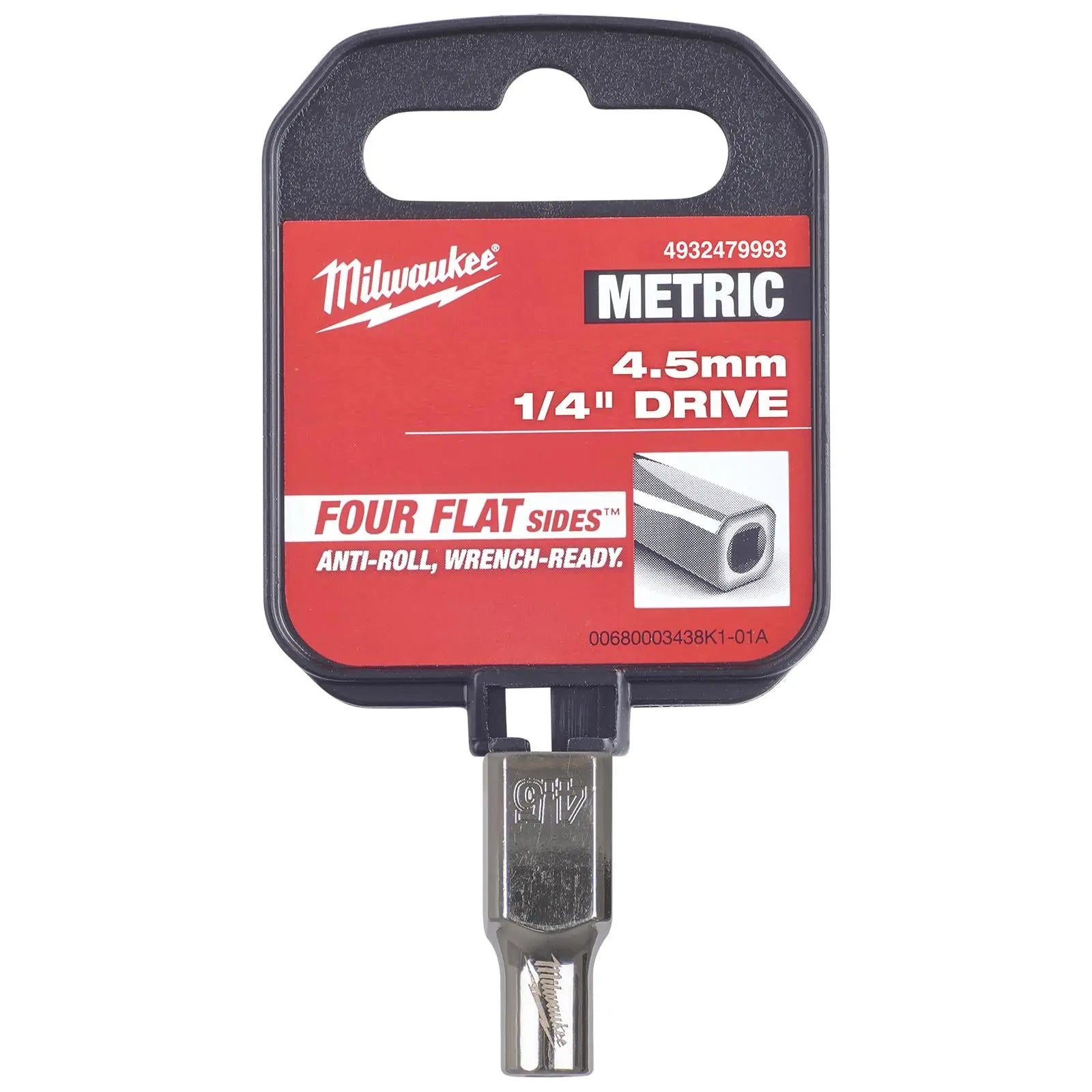 Milwaukee Chrome Socket 1/4" Drive Four Flat Sides Metric Standard 4-15mm Individual White Rose Tools