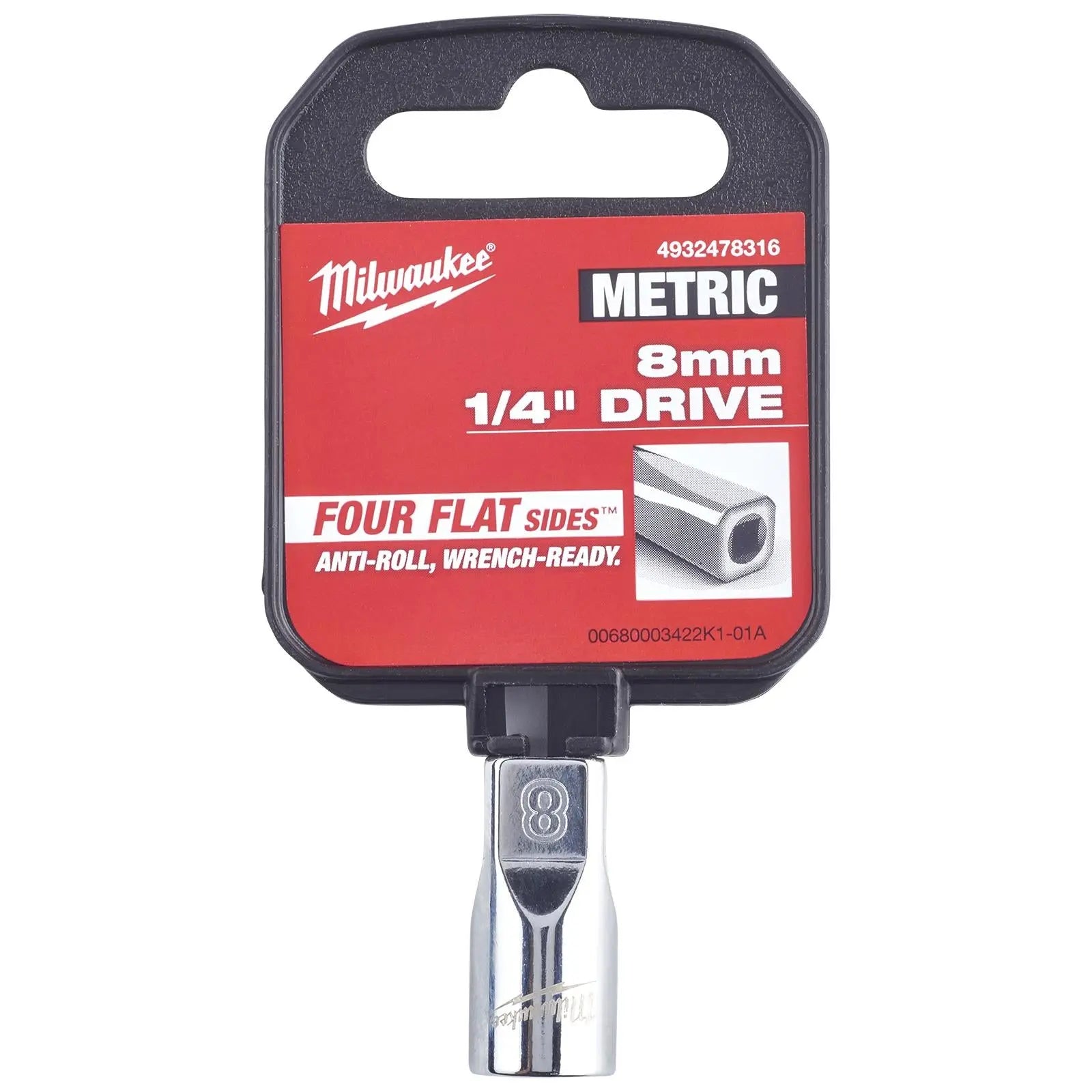 Milwaukee Chrome Socket 1/4" Drive Four Flat Sides Metric Standard 4-15mm Individual White Rose Tools