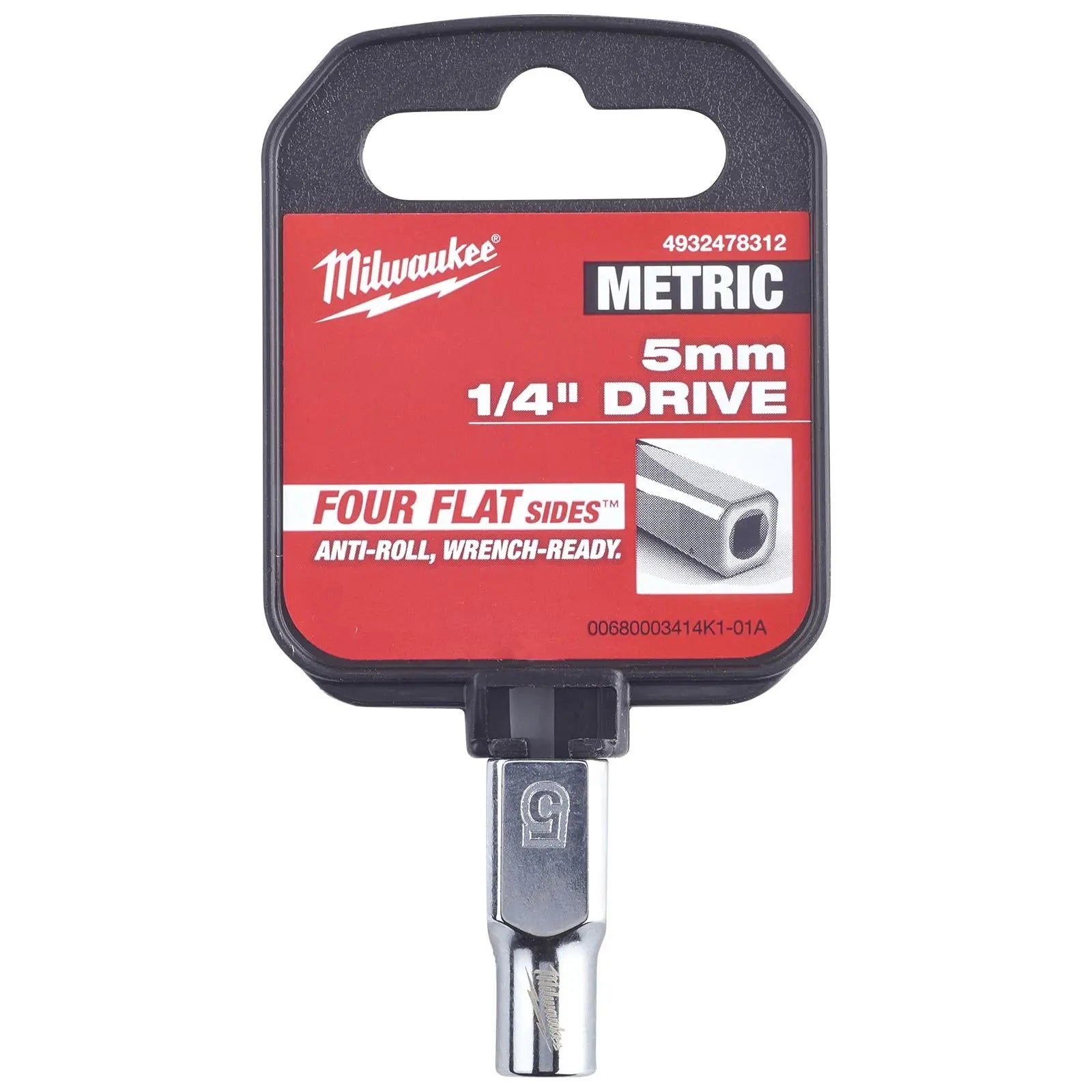 Milwaukee Chrome Socket 1/4" Drive Four Flat Sides Metric Standard 4-15mm Individual White Rose Tools