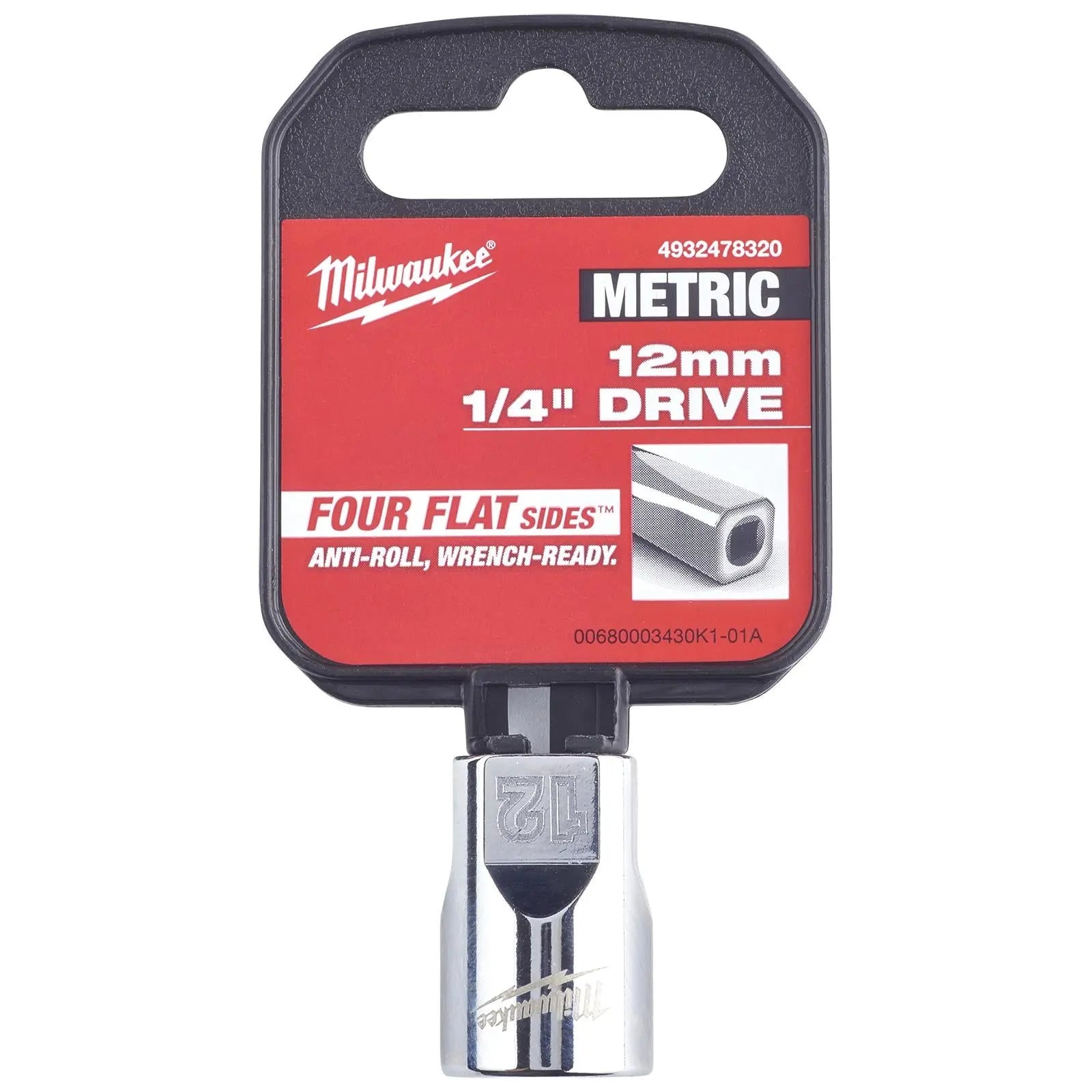 Milwaukee Chrome Socket 1/4" Drive Four Flat Sides Metric Standard 4-15mm Individual White Rose Tools