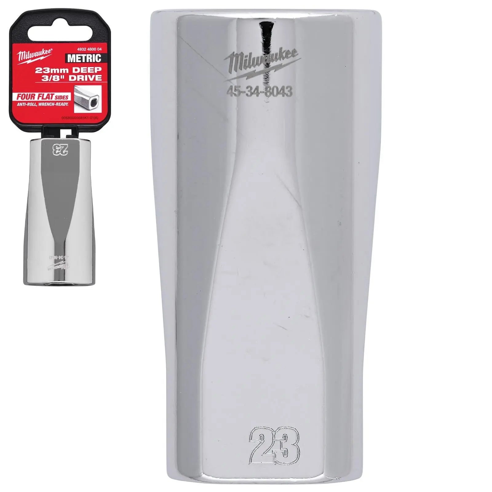 Milwaukee Chrome Socket 3/8" Drive Four Flat Sides Metric Deep 6-24mm Individual - Choose Size White Rose Tools