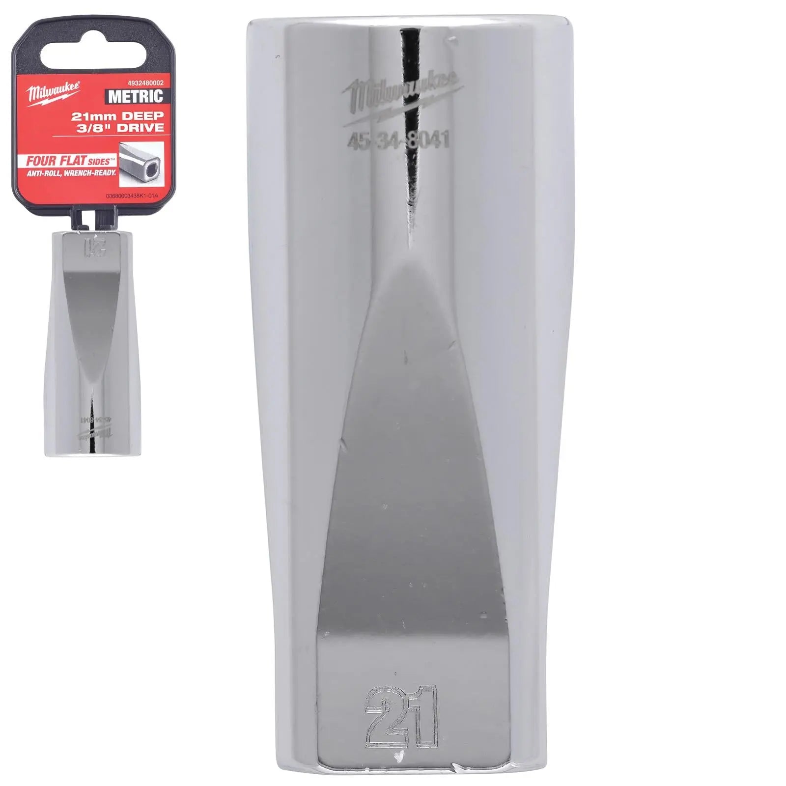 Milwaukee Chrome Socket 3/8" Drive Four Flat Sides Metric Deep 6-24mm Individual - Choose Size White Rose Tools