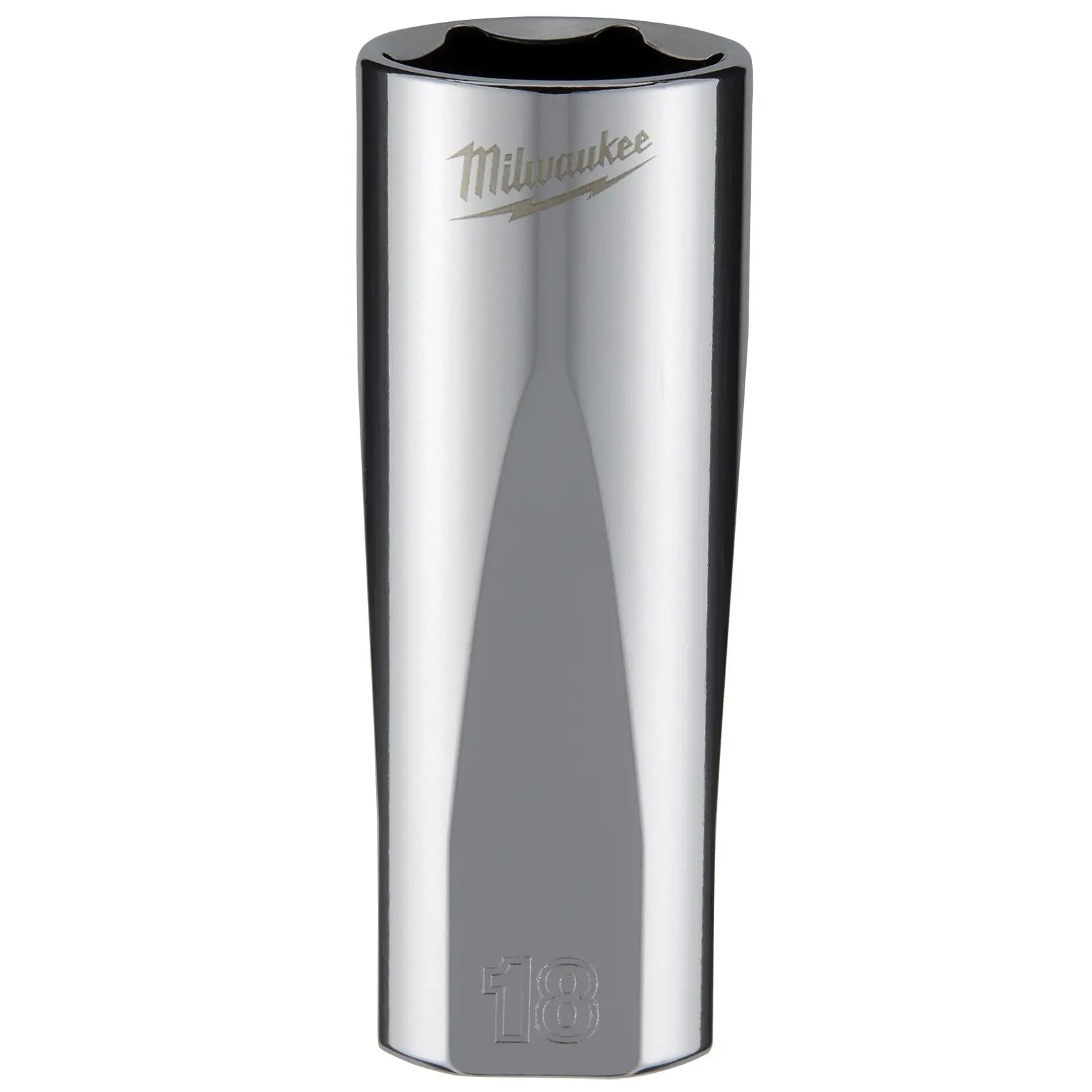 Milwaukee Chrome Socket 3/8" Drive Four Flat Sides Metric Deep 6-24mm Individual - Choose Size White Rose Tools