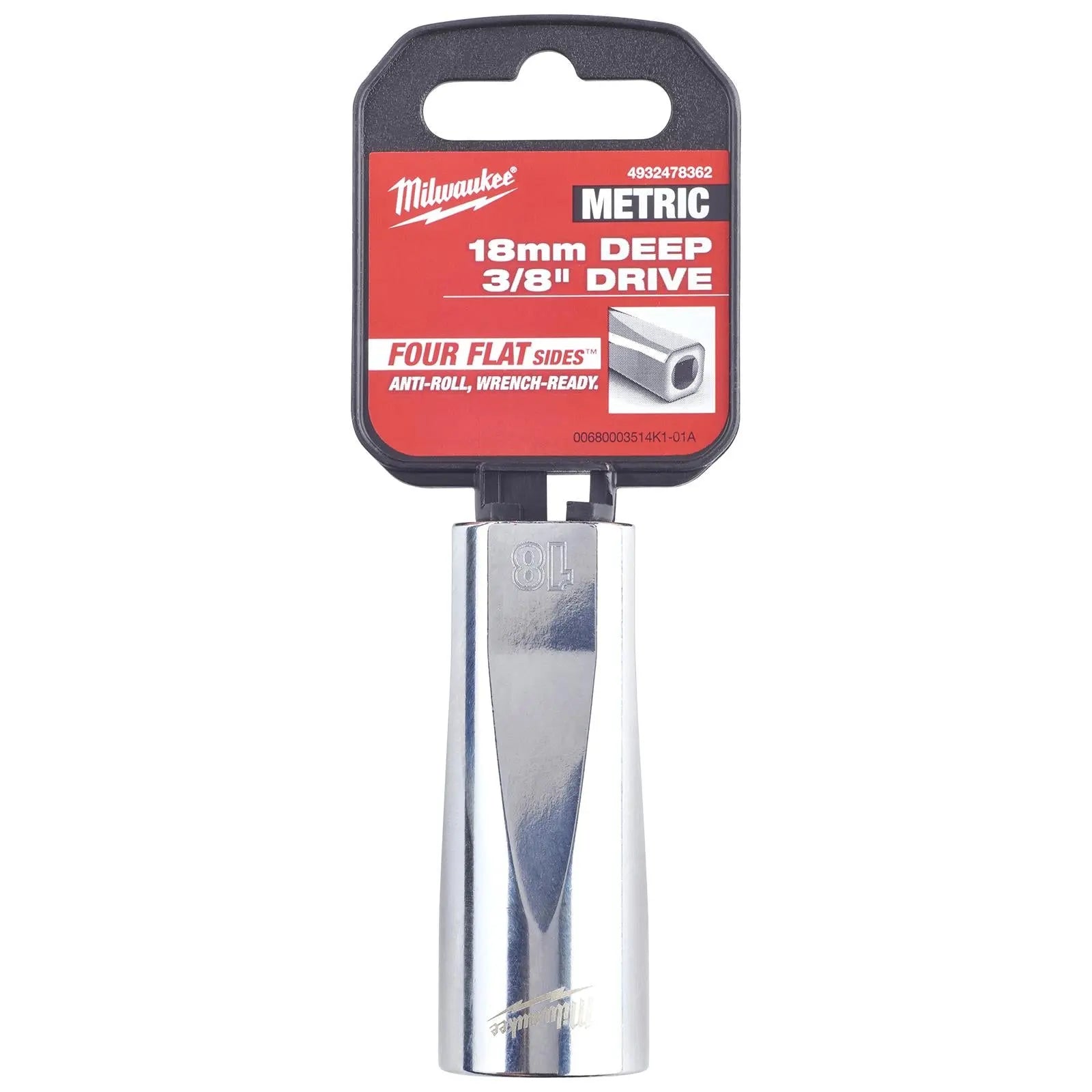 Milwaukee Chrome Socket 3/8" Drive Four Flat Sides Metric Deep 6-24mm Individual - Choose Size White Rose Tools