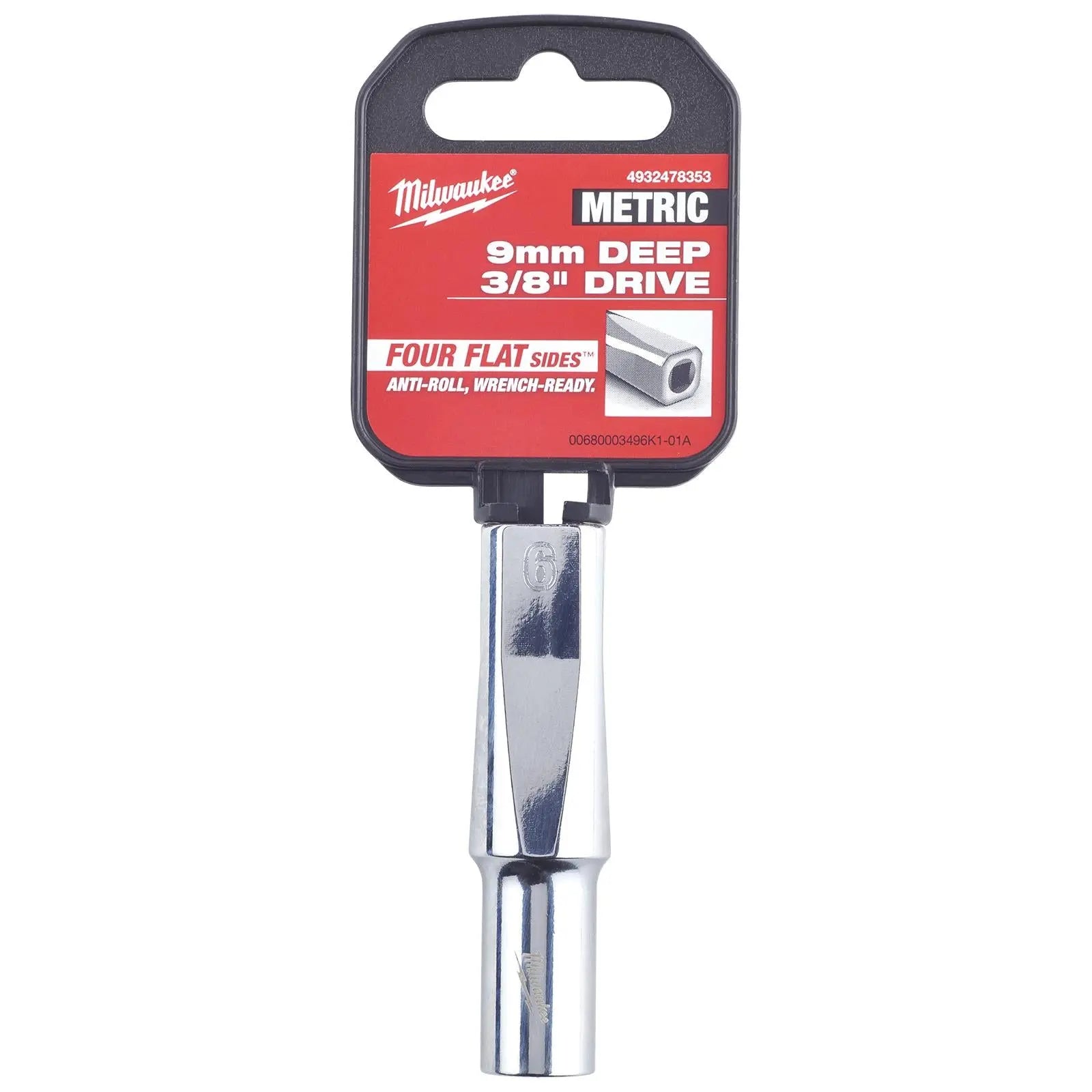 Milwaukee Chrome Socket 3/8" Drive Four Flat Sides Metric Deep 6-24mm Individual - Choose Size White Rose Tools