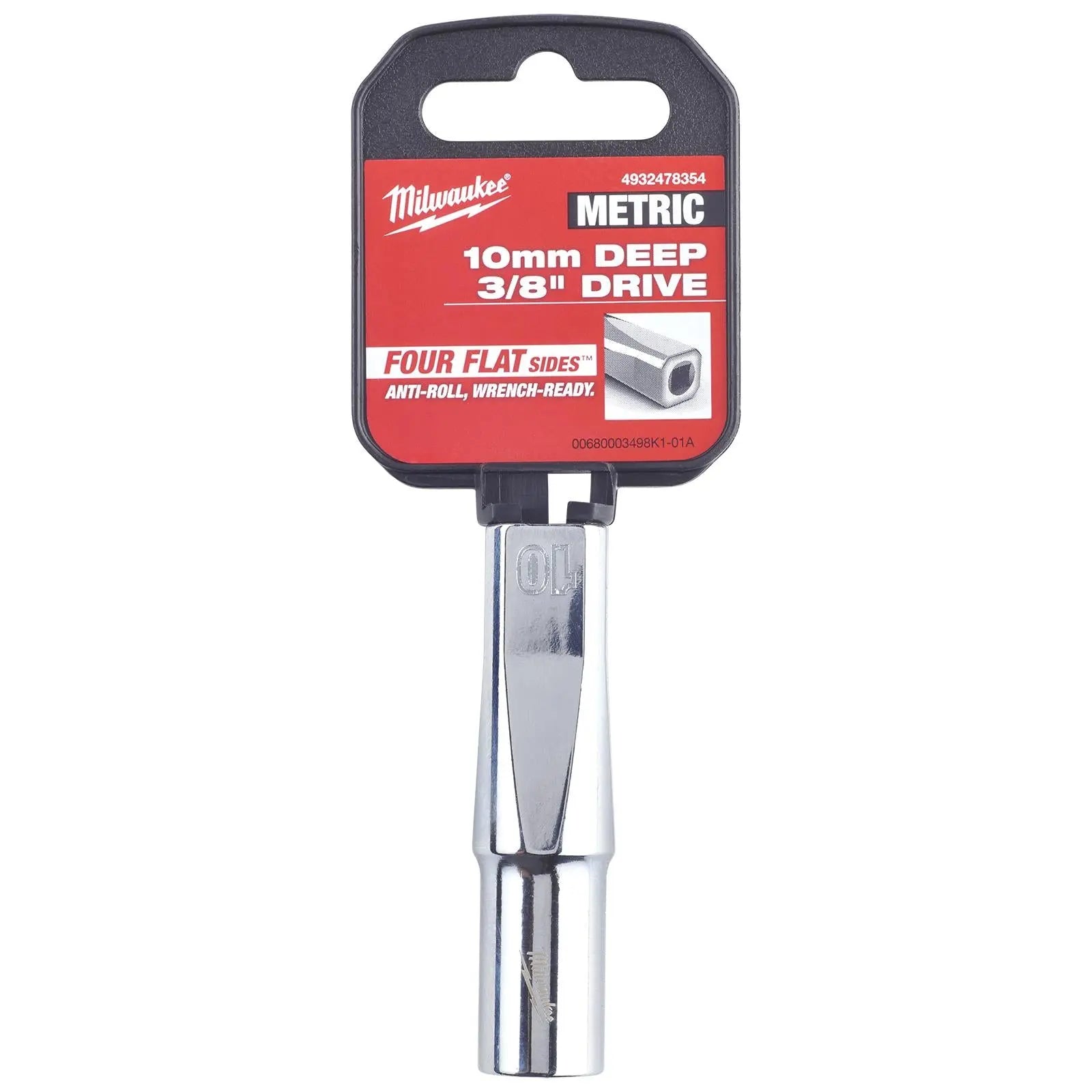 Milwaukee Chrome Socket 3/8" Drive Four Flat Sides Metric Deep 6-24mm Individual - Choose Size White Rose Tools