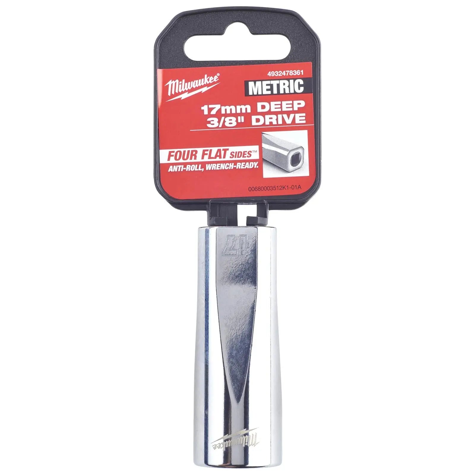 Milwaukee Chrome Socket 3/8" Drive Four Flat Sides Metric Deep 6-24mm Individual - Choose Size White Rose Tools