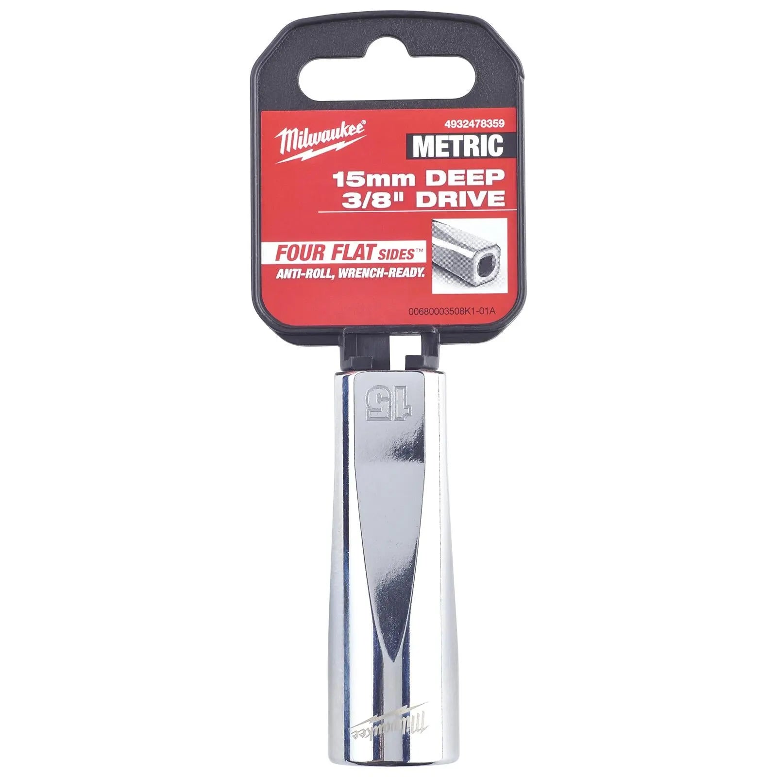 Milwaukee Chrome Socket 3/8" Drive Four Flat Sides Metric Deep 6-24mm Individual - Choose Size White Rose Tools