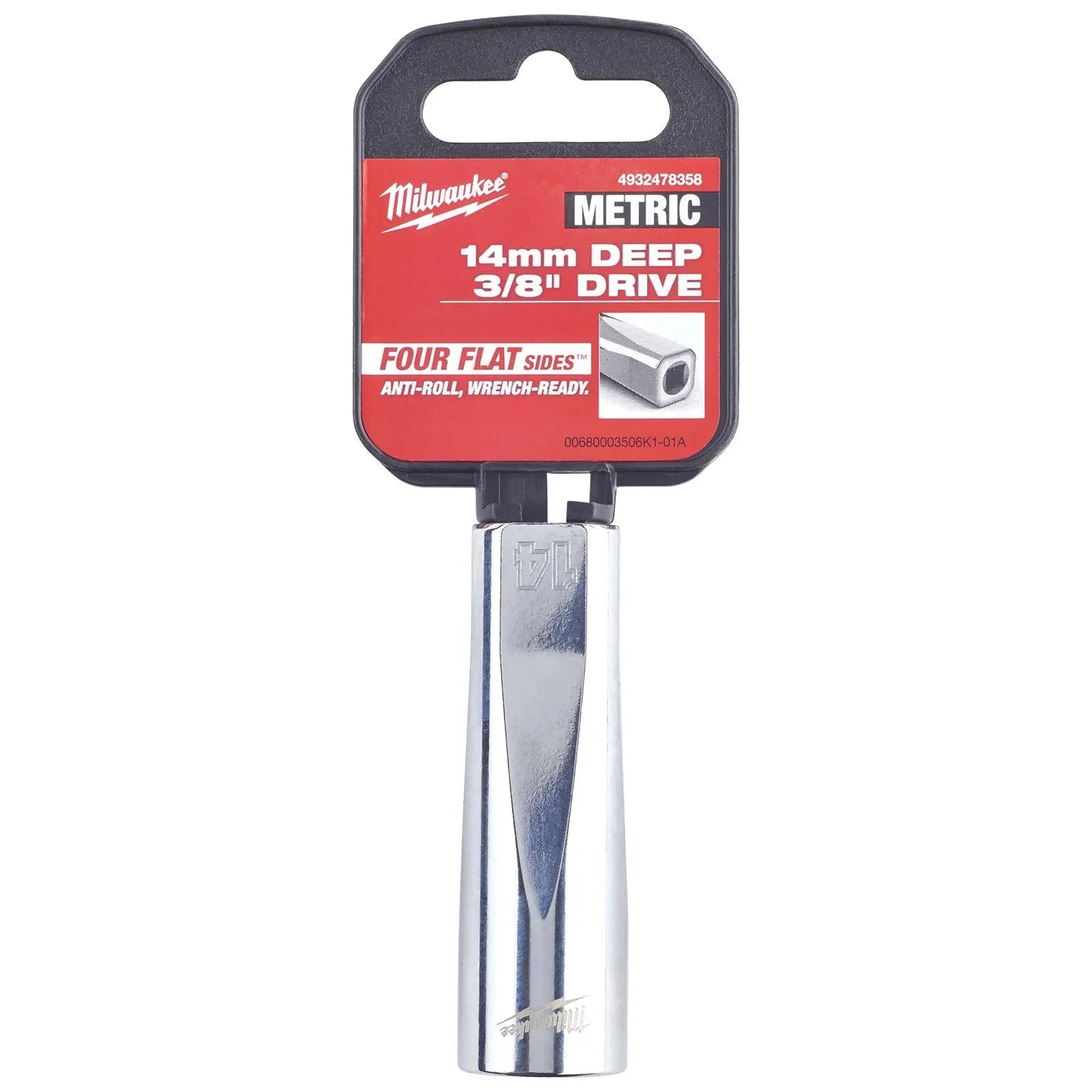 Milwaukee Chrome Socket 3/8" Drive Four Flat Sides Metric Deep 6-24mm Individual - Choose Size White Rose Tools