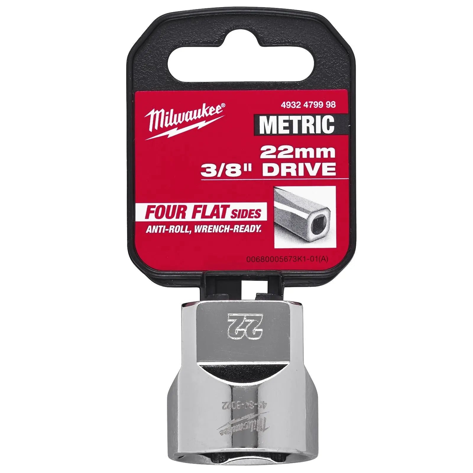 Milwaukee Chrome Socket 3/8" Drive Four Flat Sides Metric Standard 6-24mm Individual White Rose Tools