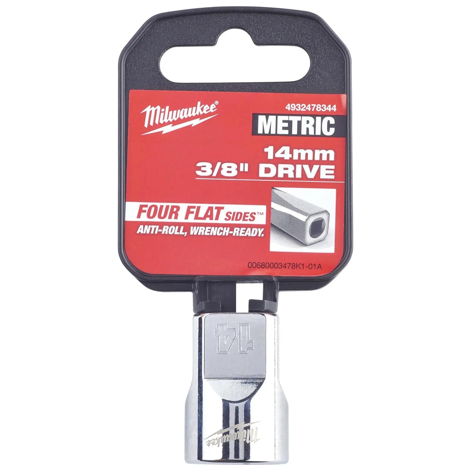 Milwaukee Chrome Socket 3/8" Drive Four Flat Sides Metric Standard 6-24mm Individual White Rose Tools